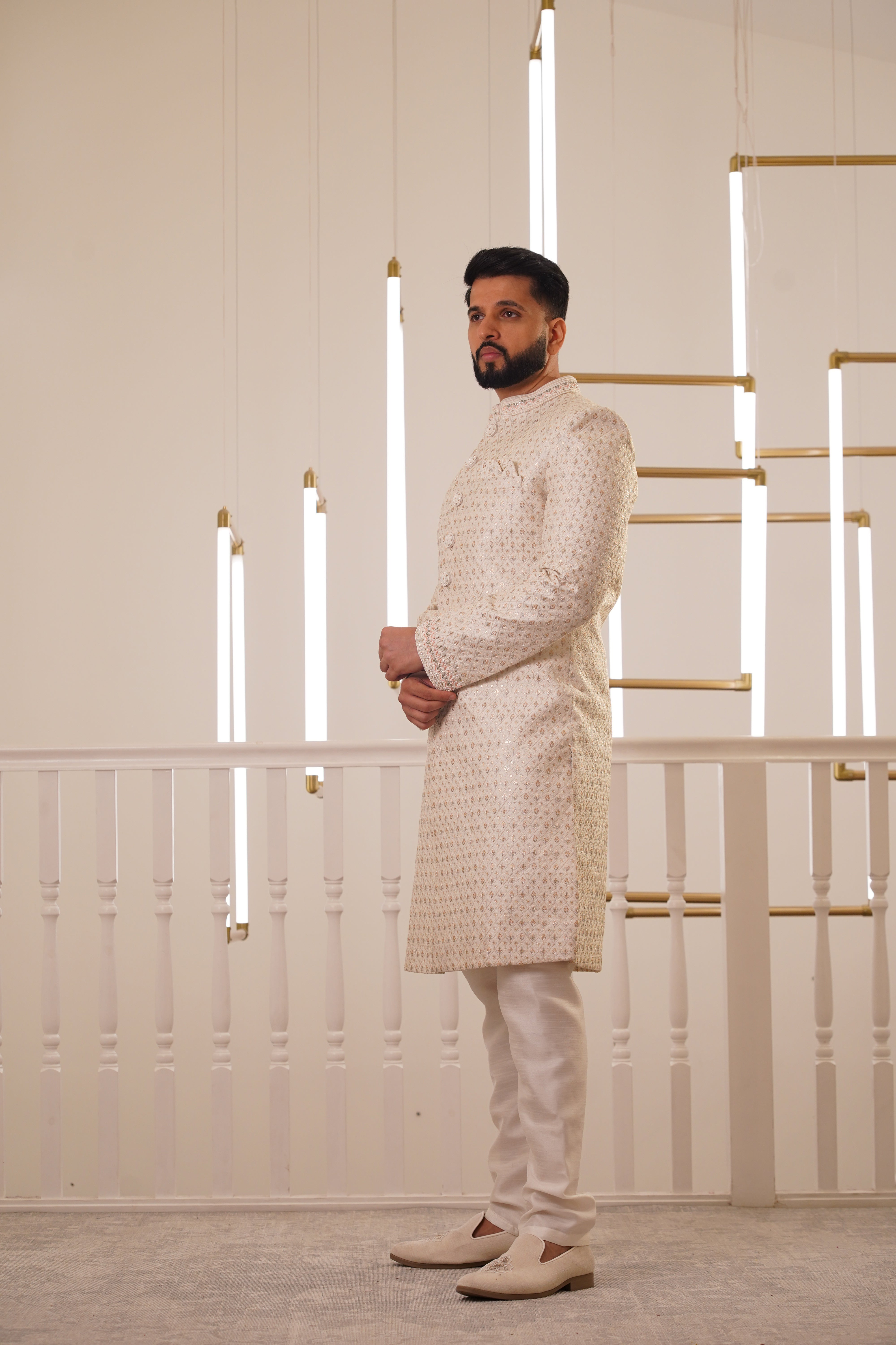 IVORY EMBROIDERY SHERWANI