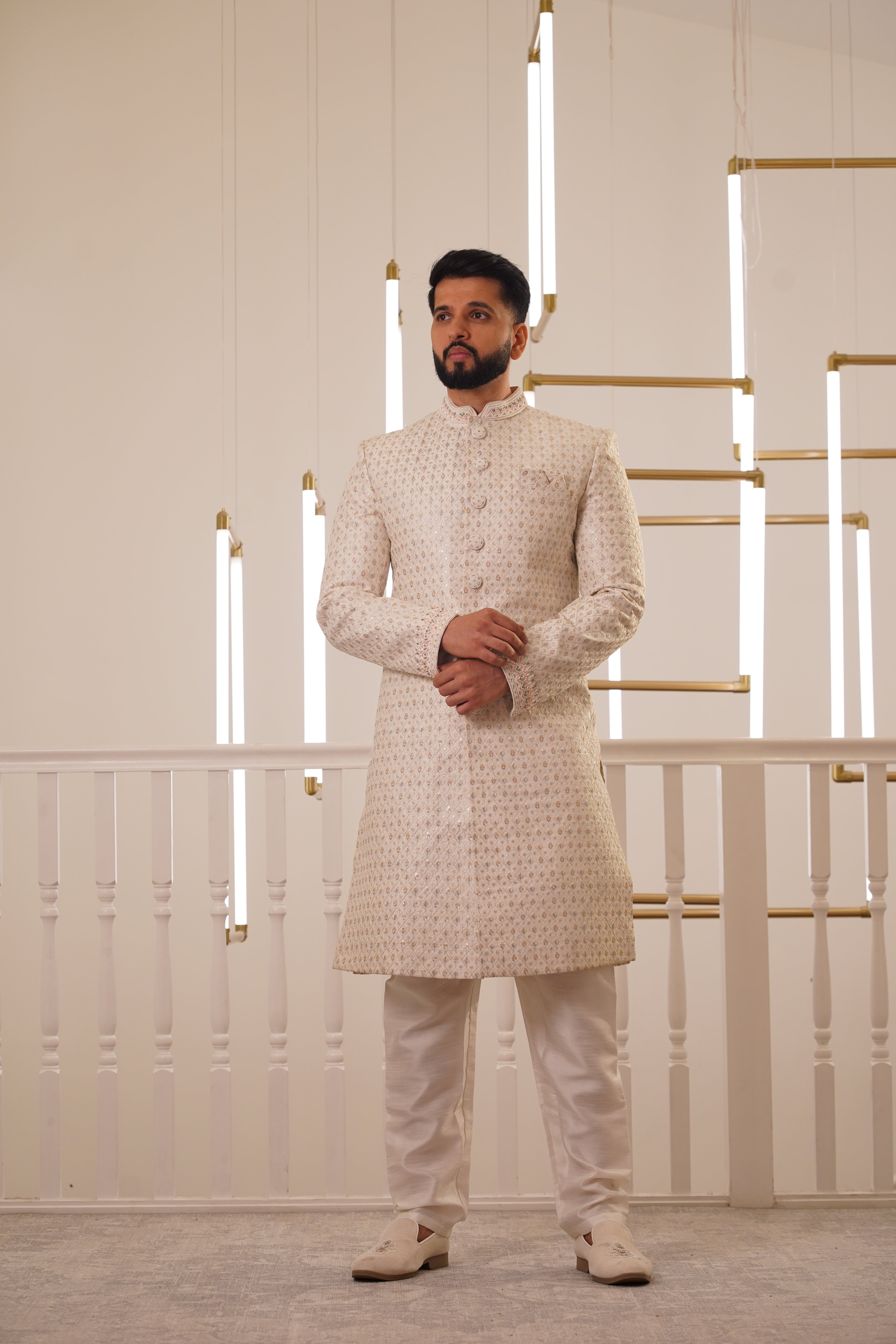 IVORY EMBROIDERY SHERWANI