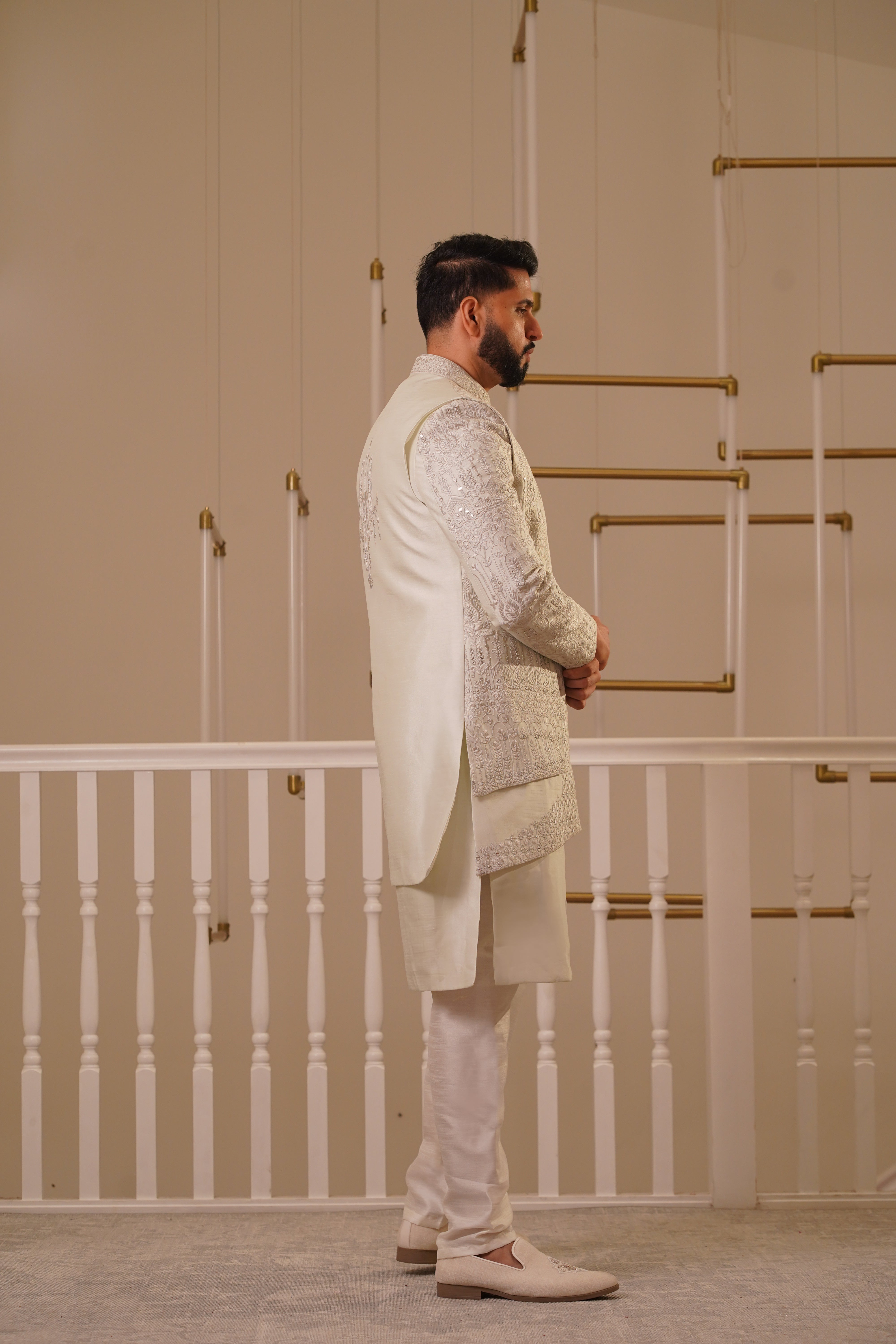 IVORY DOUBLE LAYER SHERWANI
