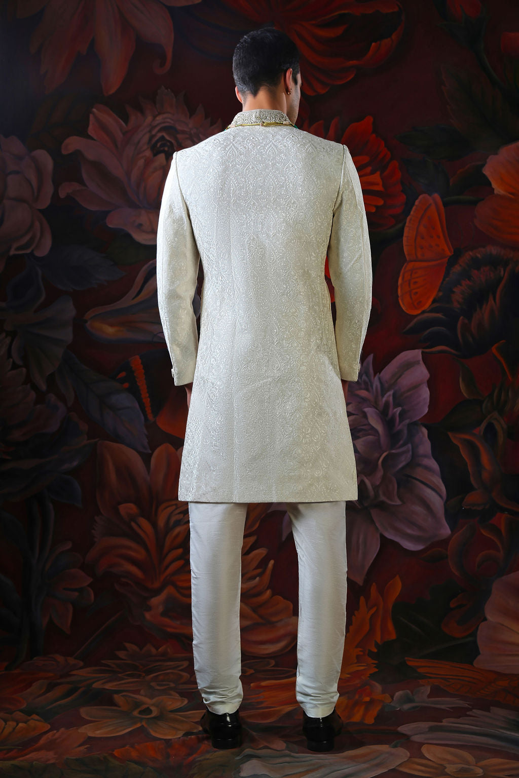 ivory embroidered sherwani with churidar