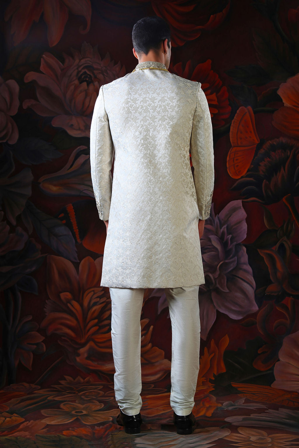 ivory embroidered sherwani with churidar