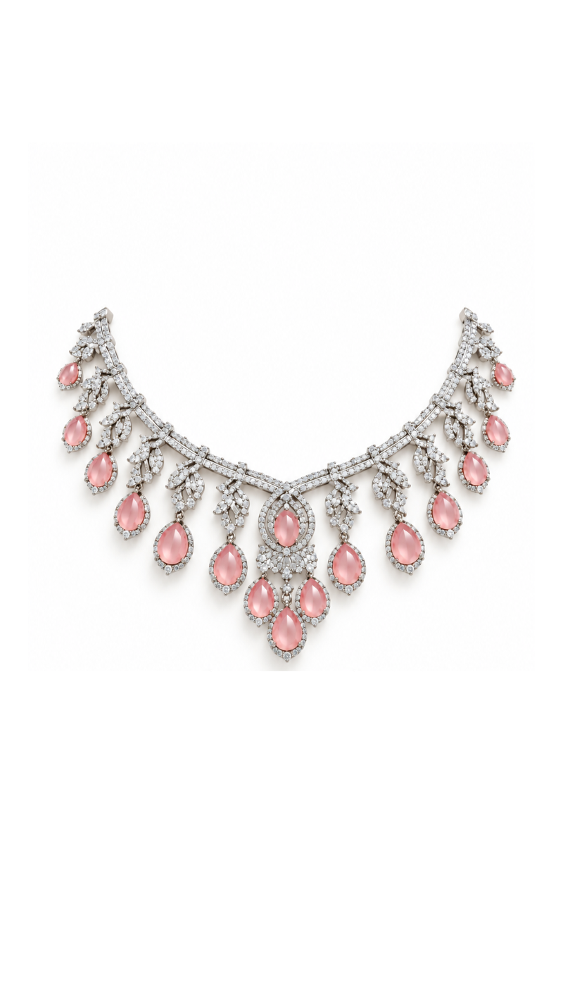 Pink American Diamond Set