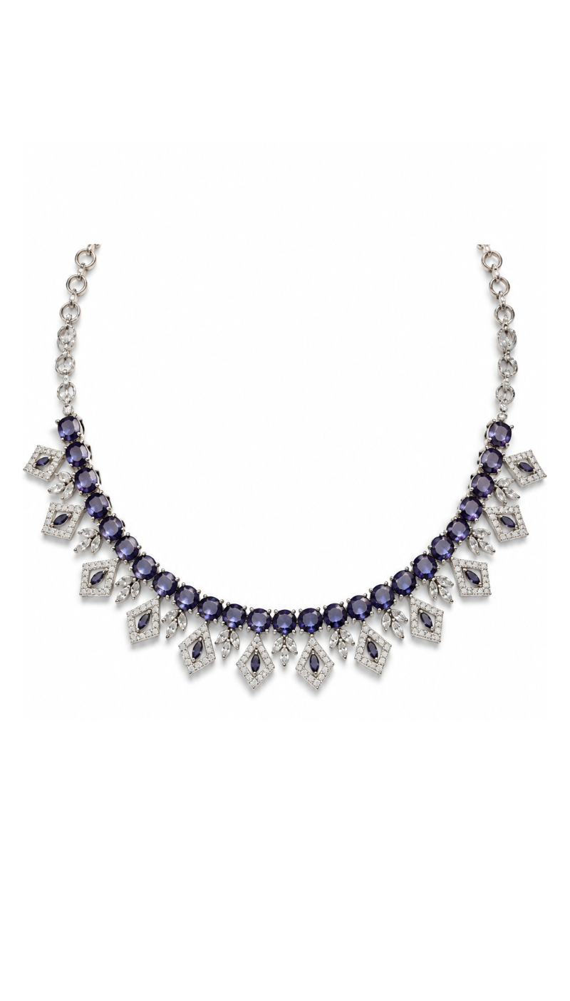 American Diamond Fringe Necklace Set