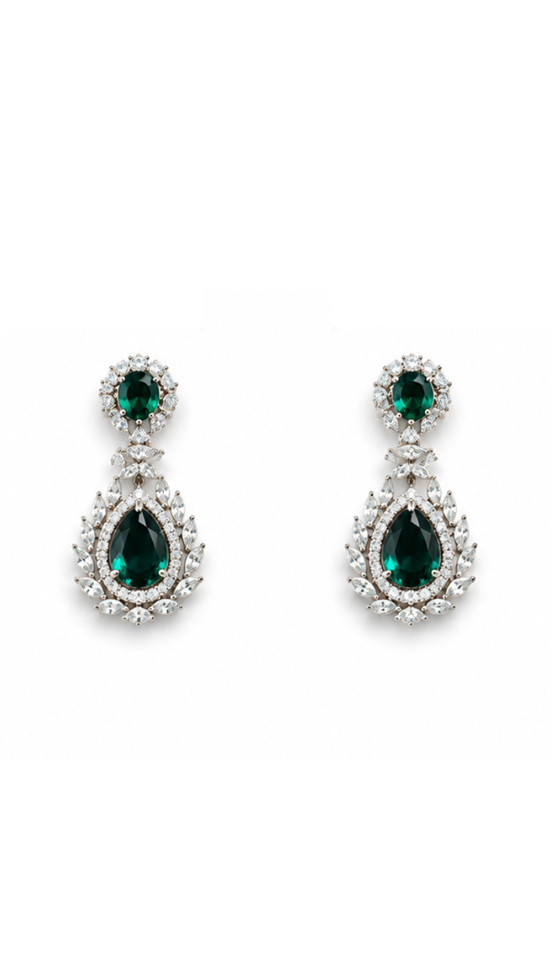 Emerald Double-Strand Necklace Set