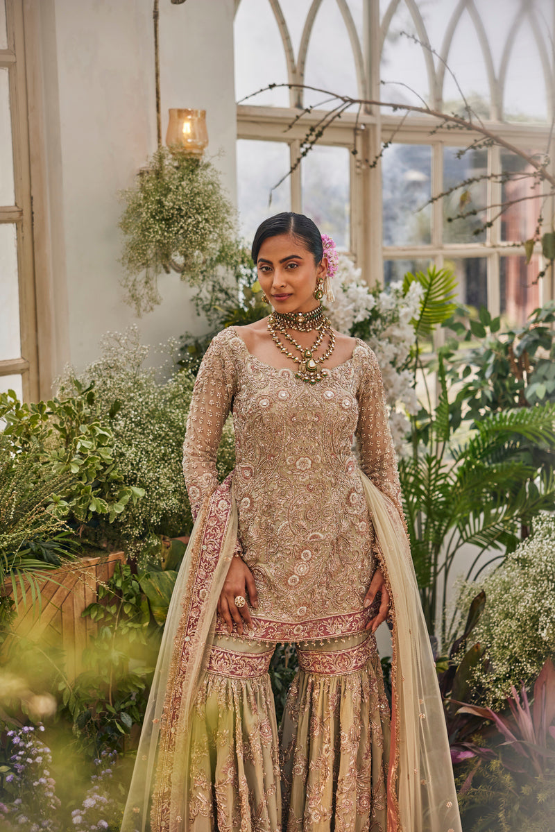 BEAUTIFUL HAND EMBROIDERY SUIT AND SHARARA WITH DUPATTA