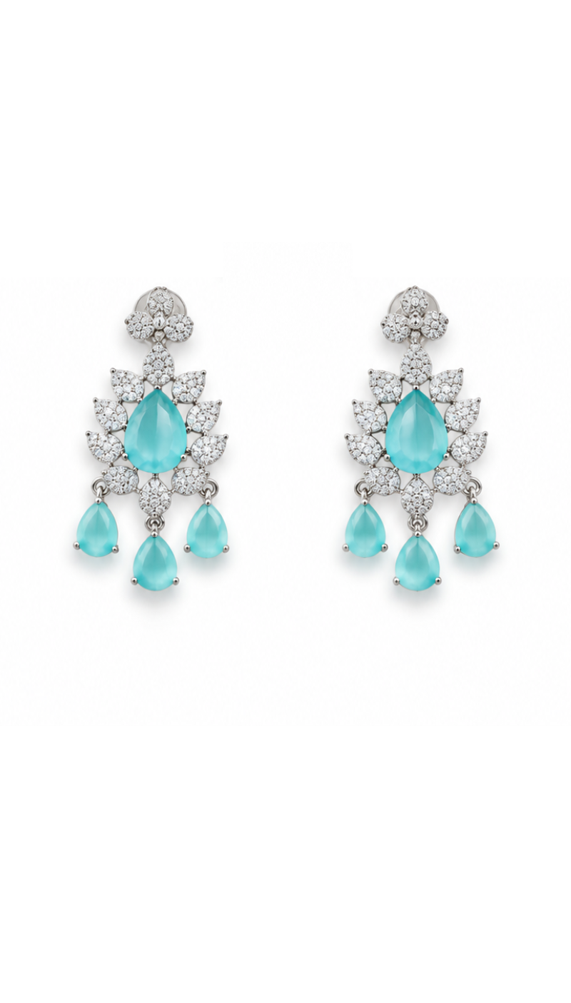 Aqua Fringe Necklace Set