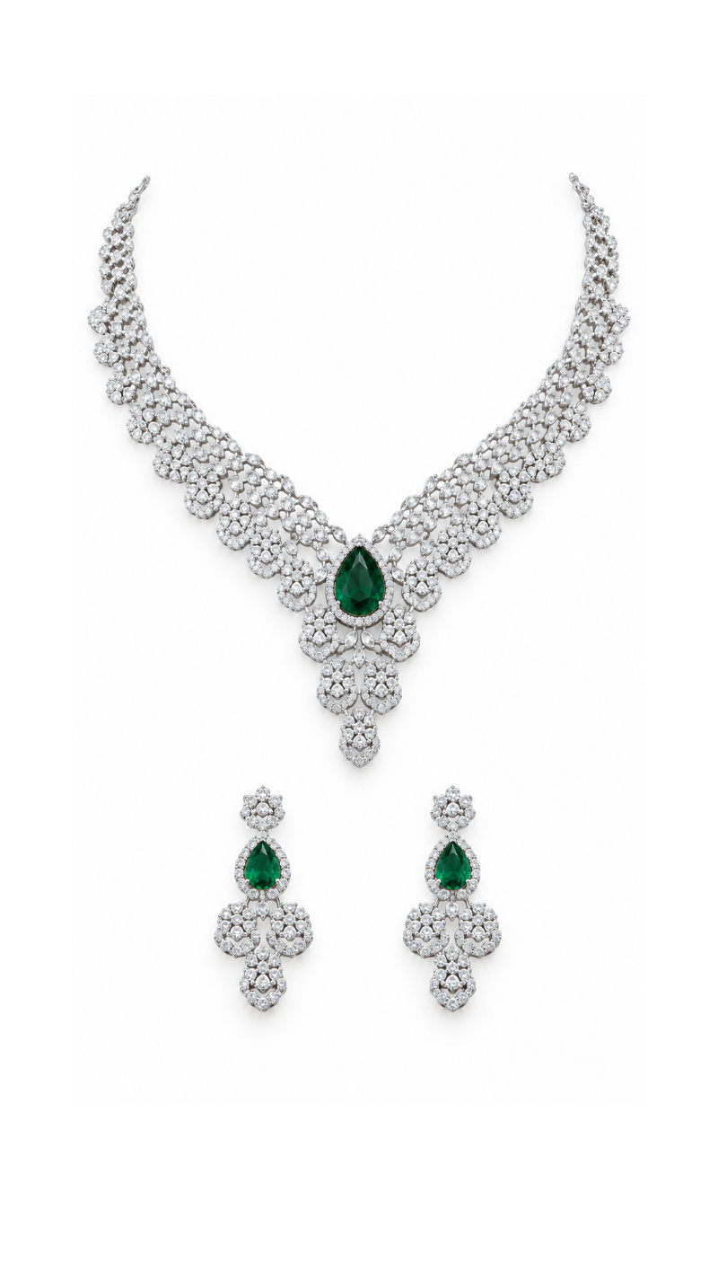 Emerald Statement Necklace Set
