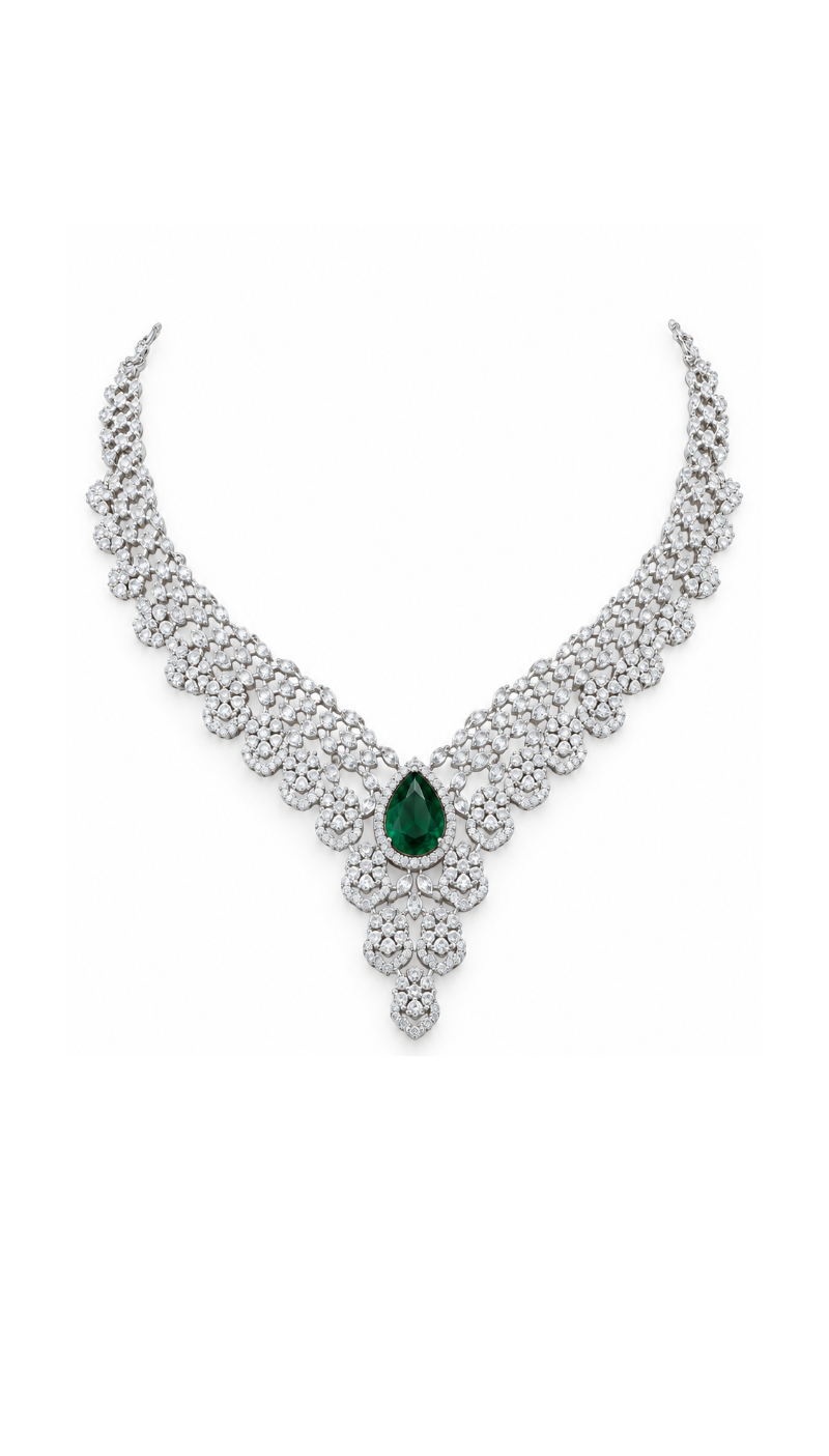Emerald Statement Necklace Set
