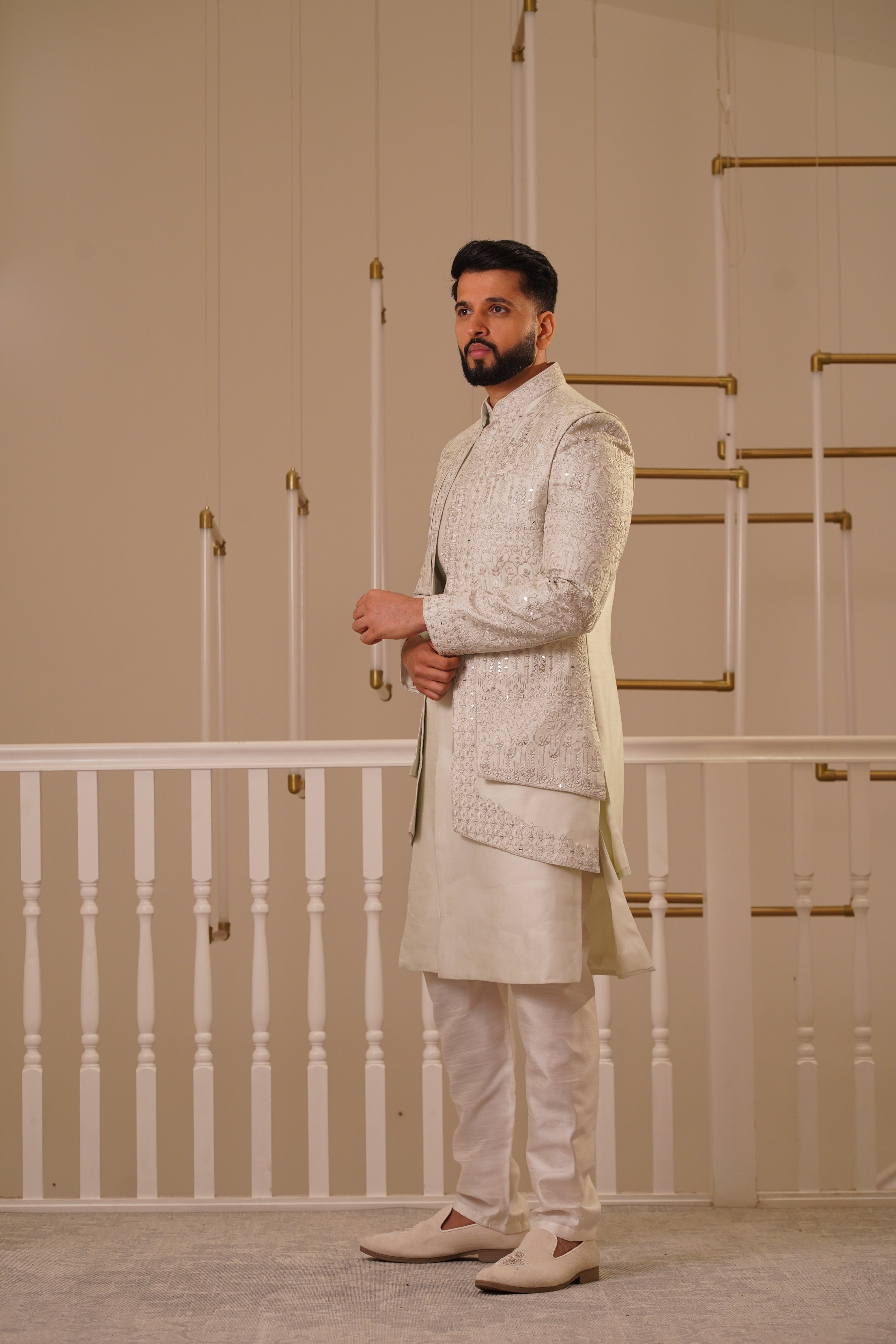 IVORY DOUBLE LAYER SHERWANI