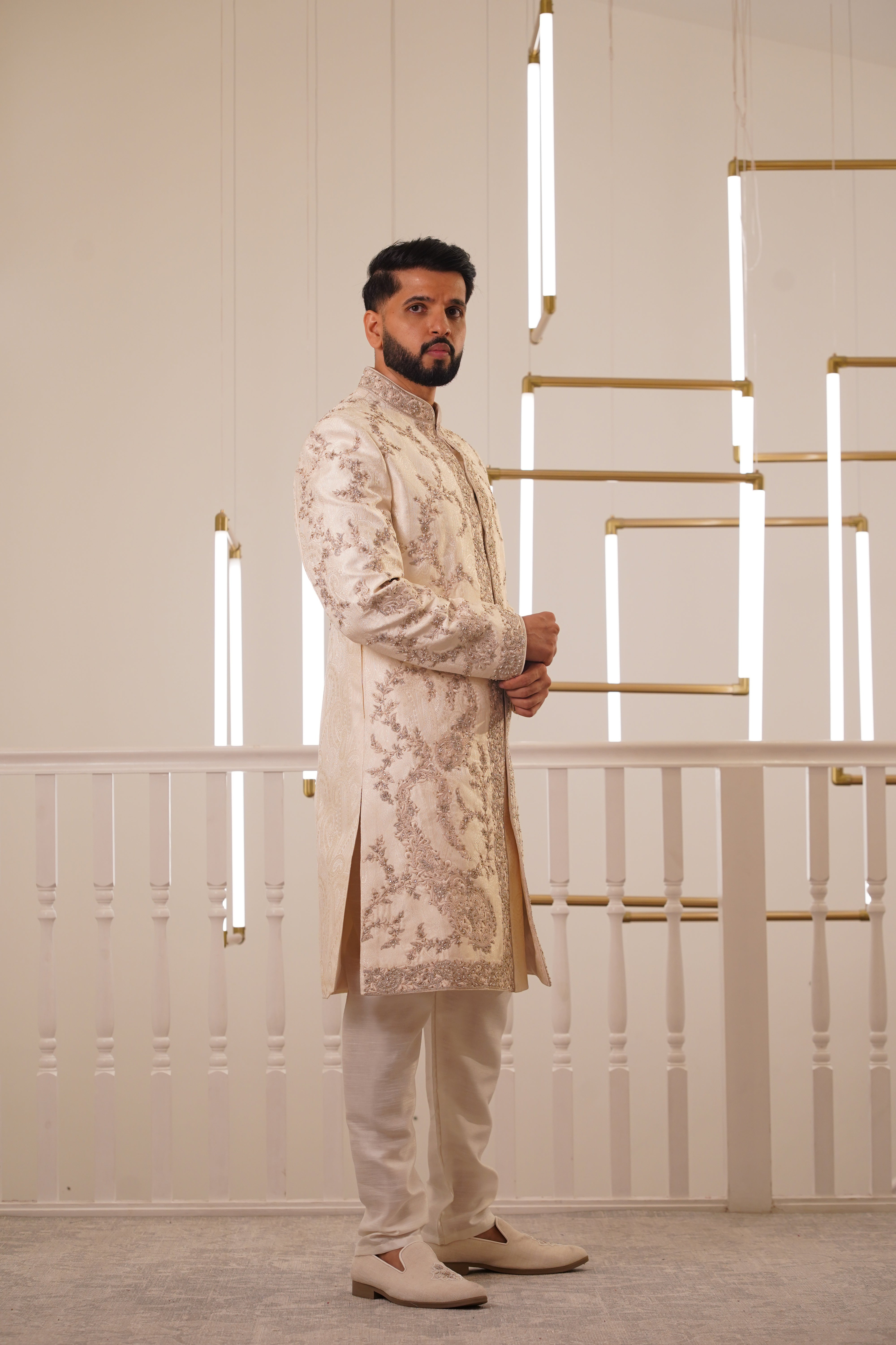 IVORY EMBROIDERY SHERWANI