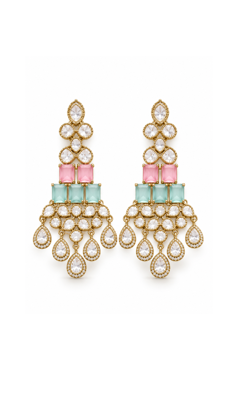 Pastel Gemstone Kundan Necklace Set
