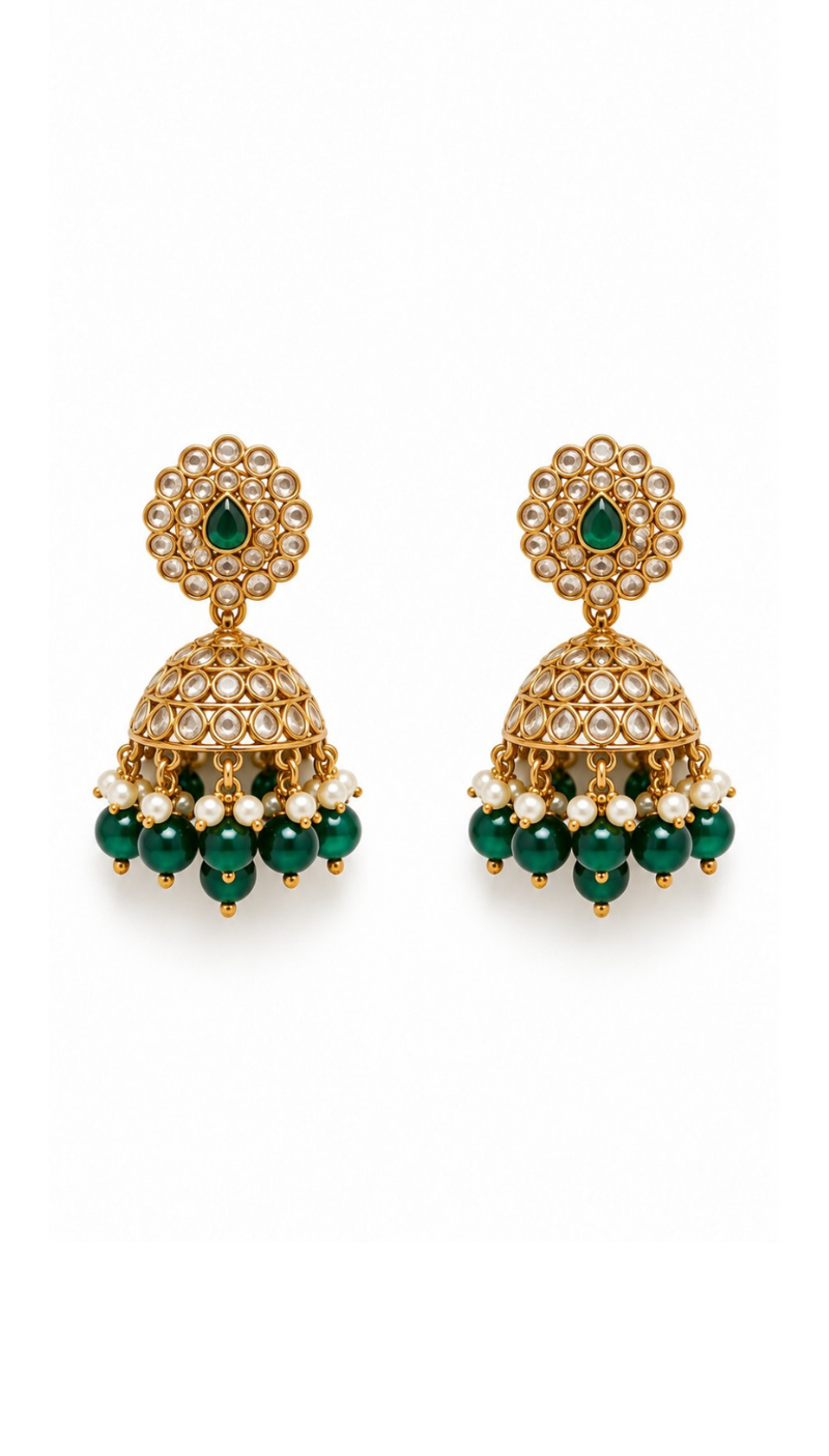 Emerald Layered Polki Necklace Set
