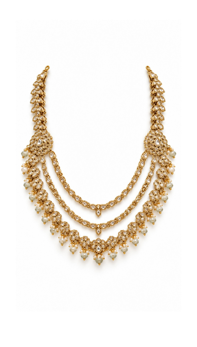 Kundan Layered Polki Necklace Set