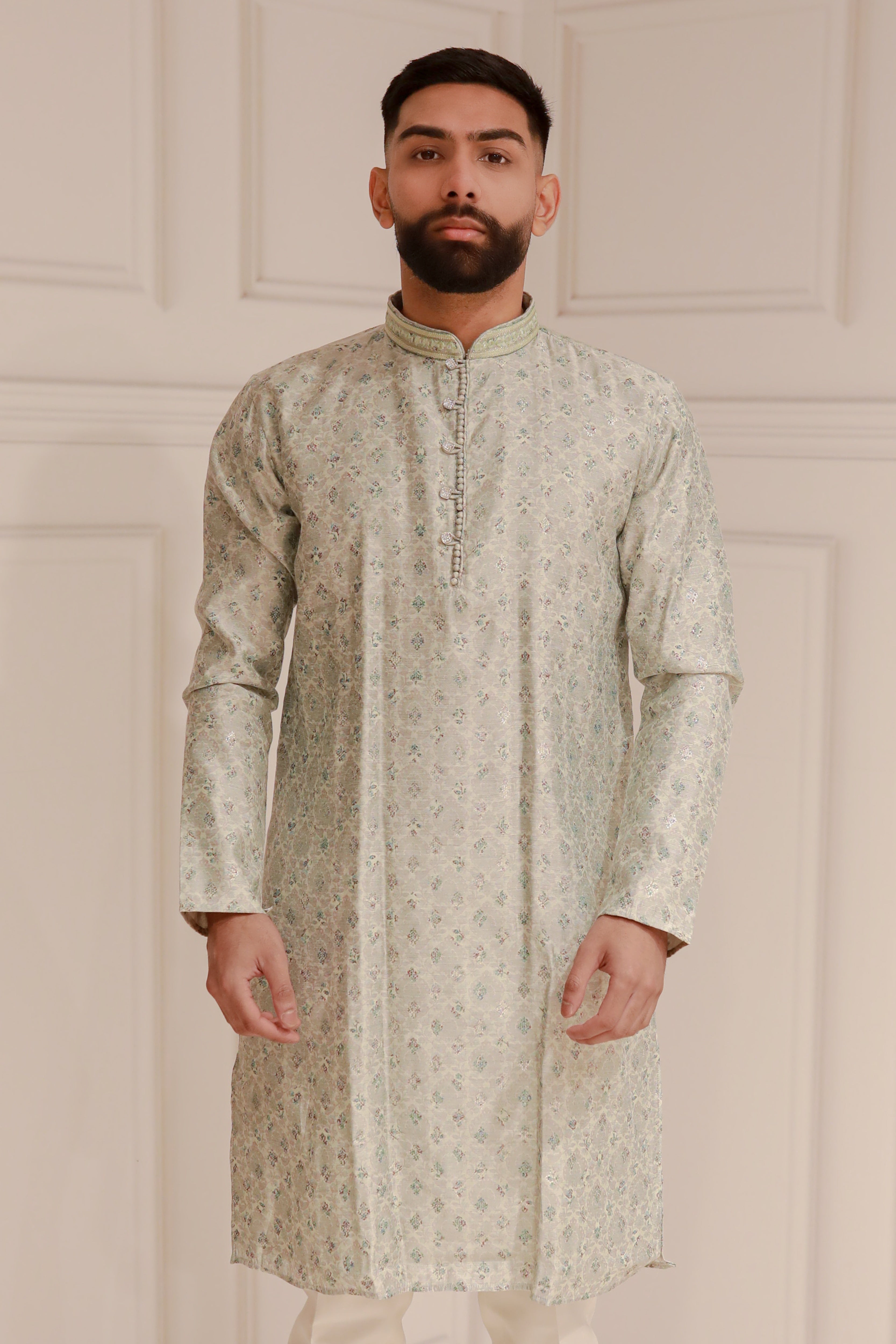 ELEGANT GREY PRINTED KURTA WITH TROUSER