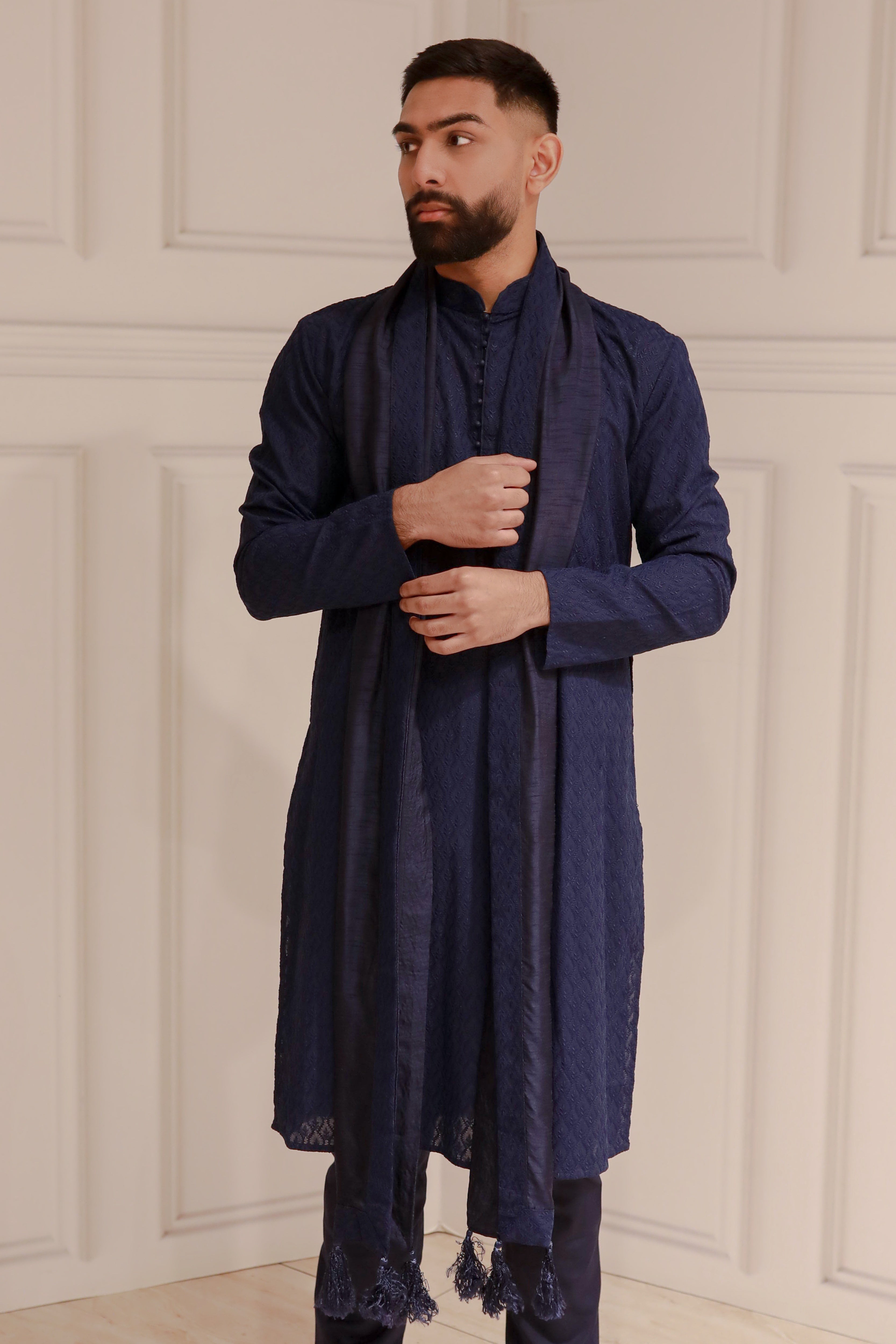 ELEGANT BLUE KURTA WITH CHIKAN WORK AND TROUSER
