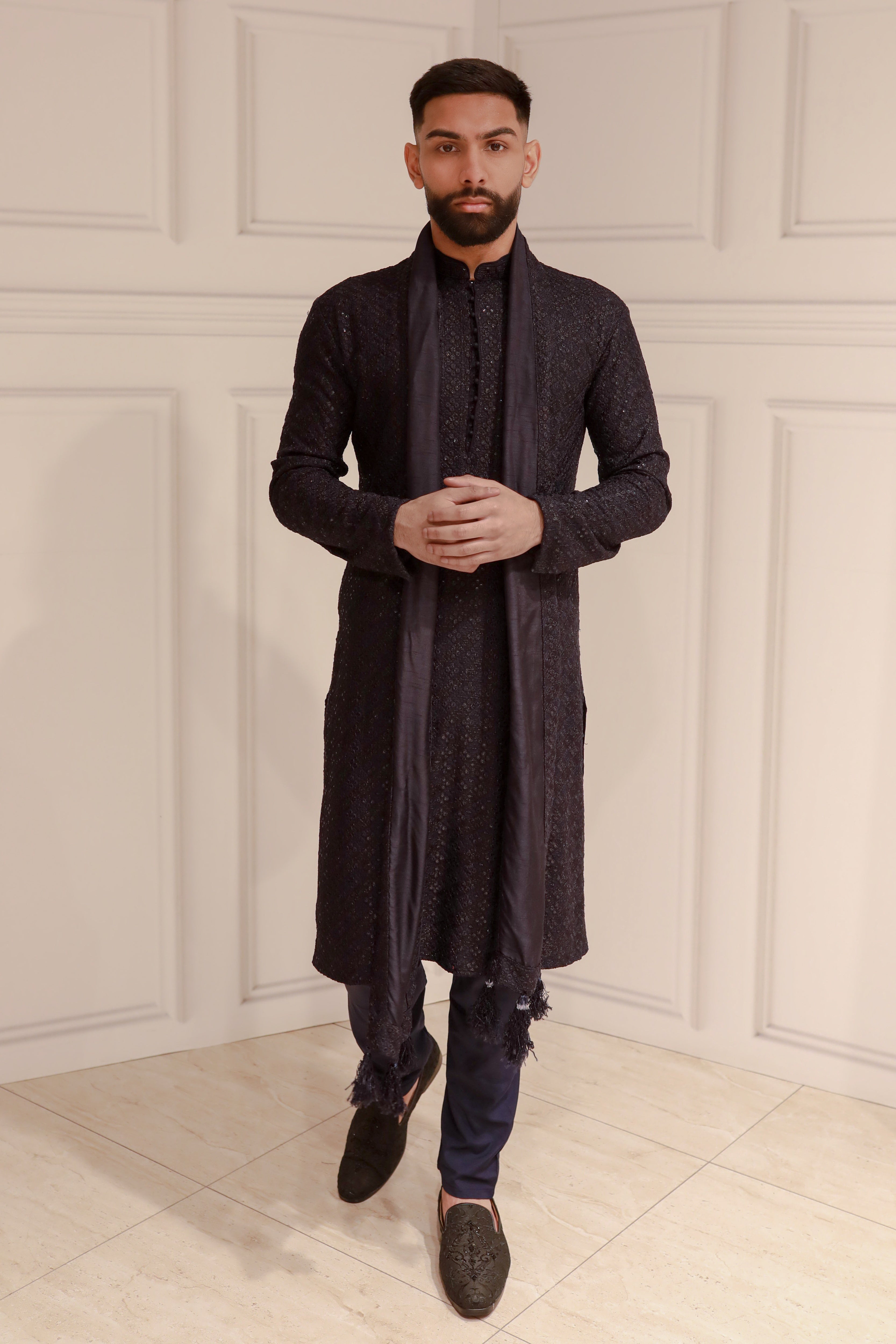 CHIKAN WORK KURTA WITH TROUSER AND STOLE