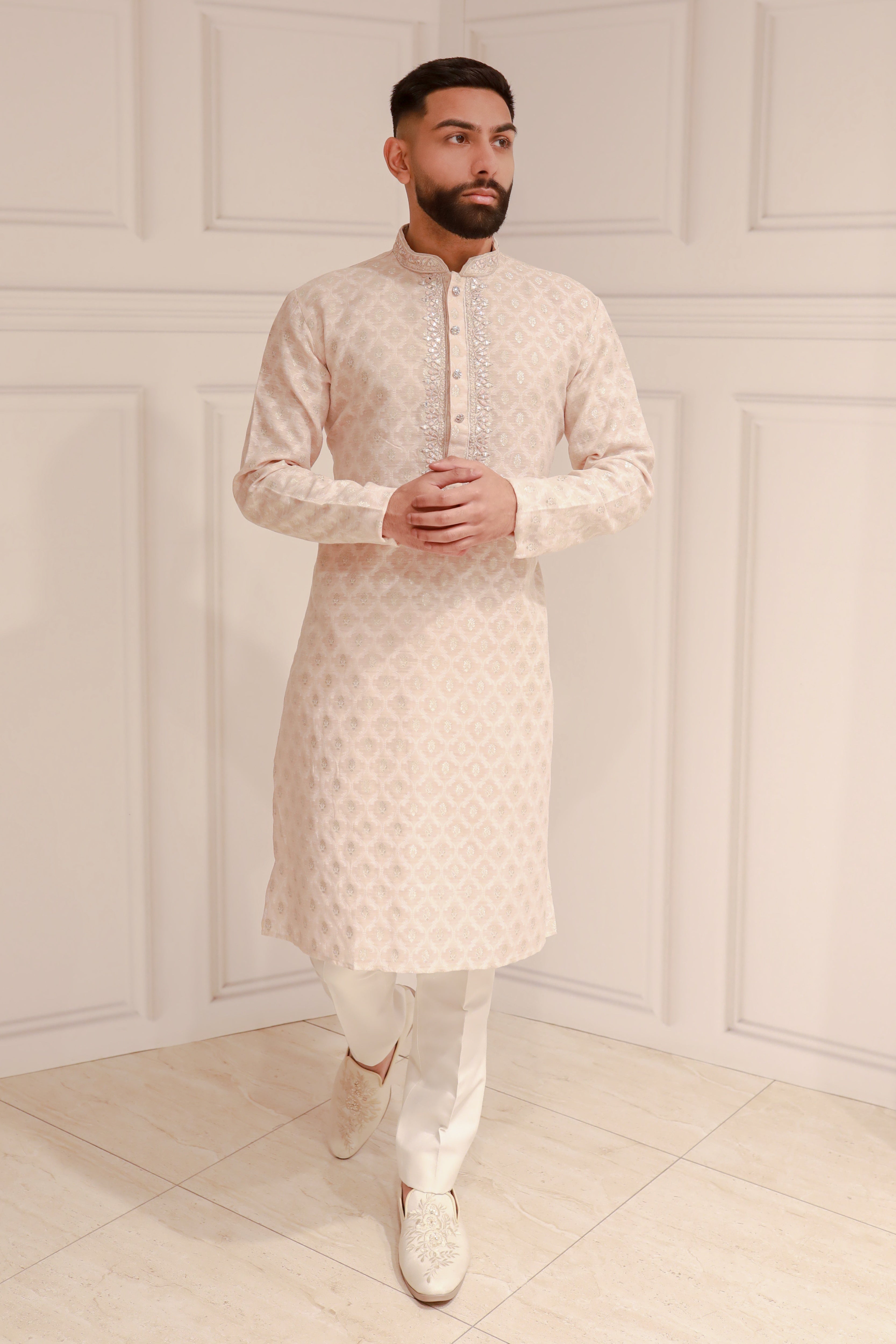 BLUSH PINK EMBROIDERY KURTA WITH TROUSER