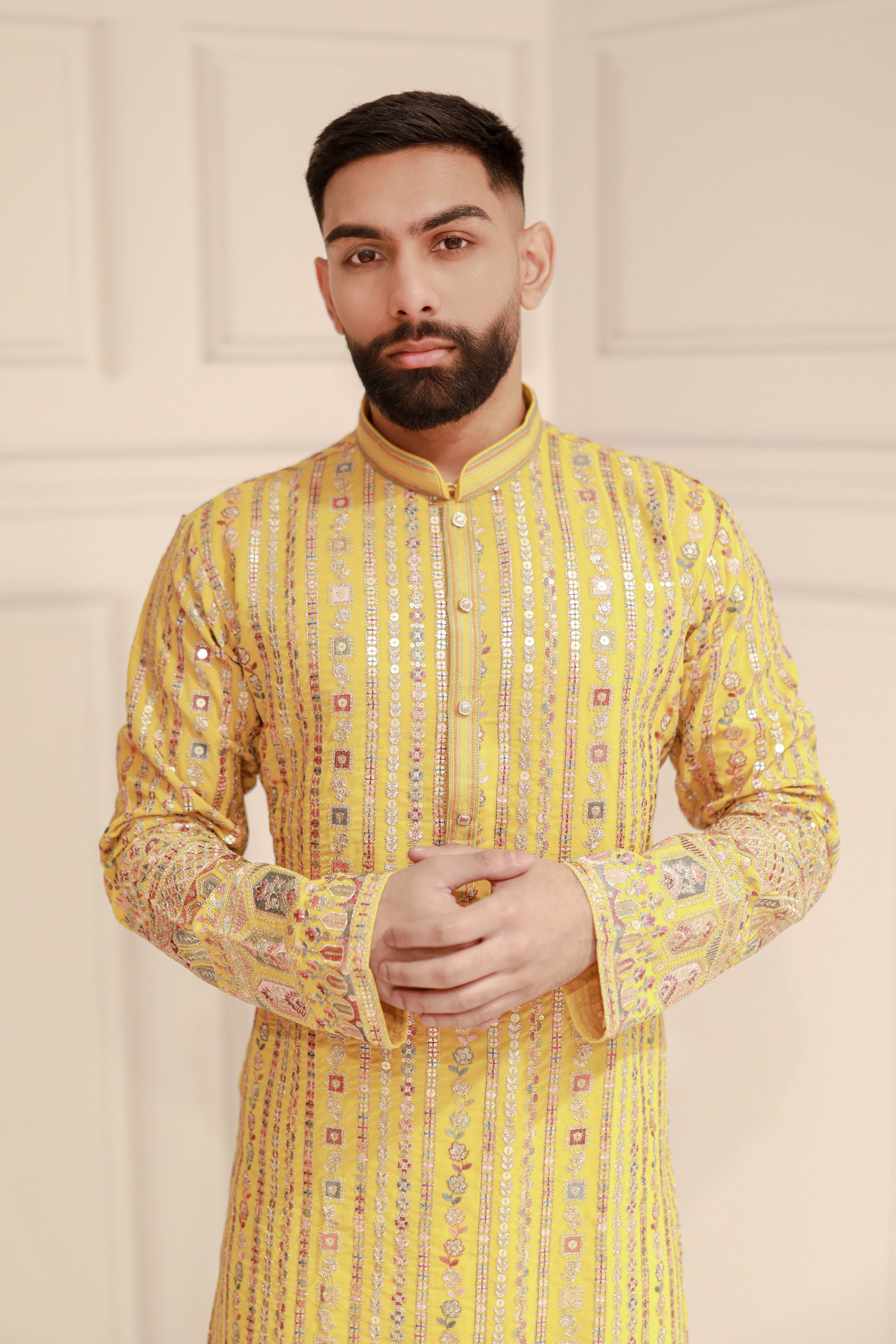 YELLOW MULTI COLOR KURTA WITH SALWAR