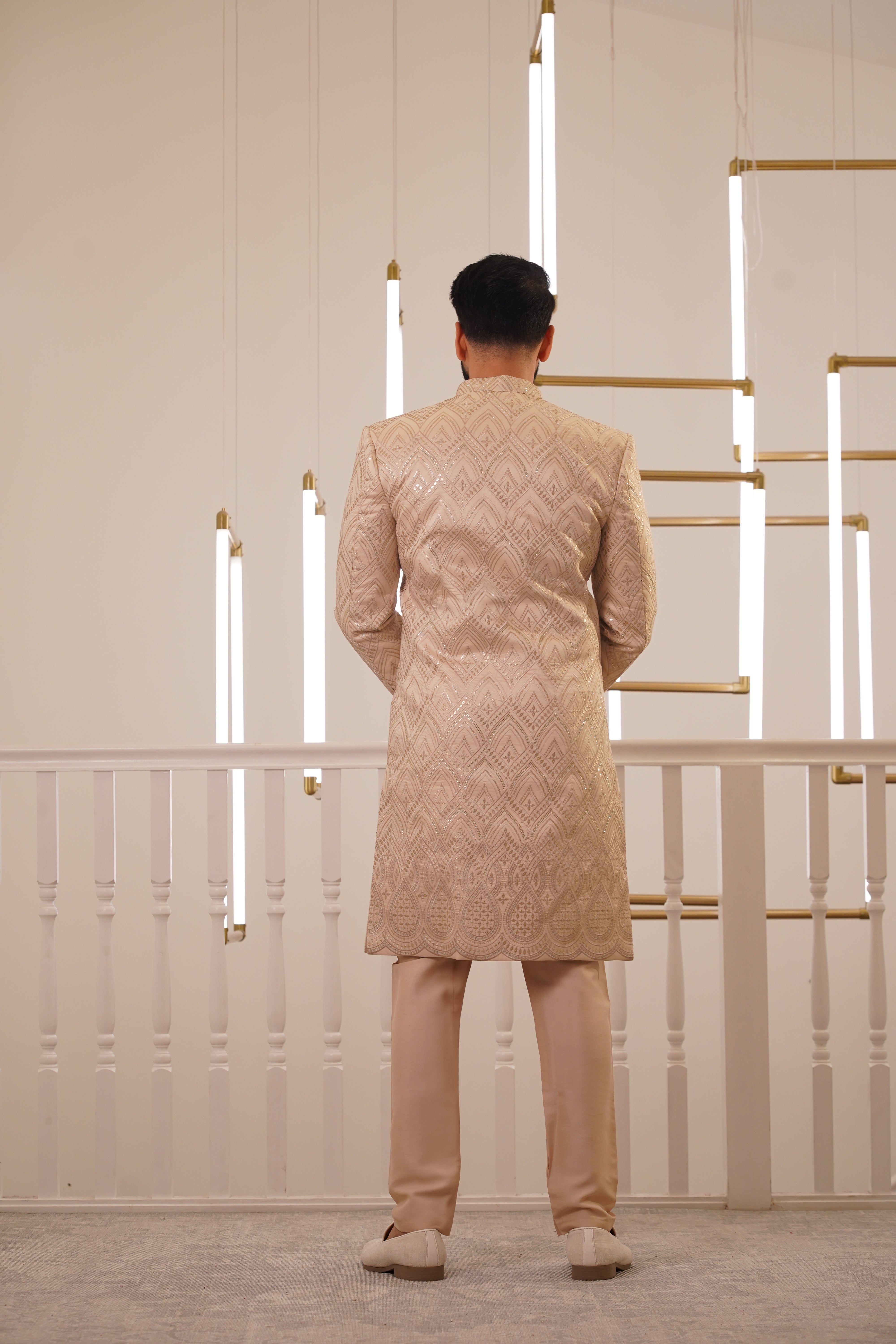 LIGHT GOLD EMBROIDERY SHERWANI