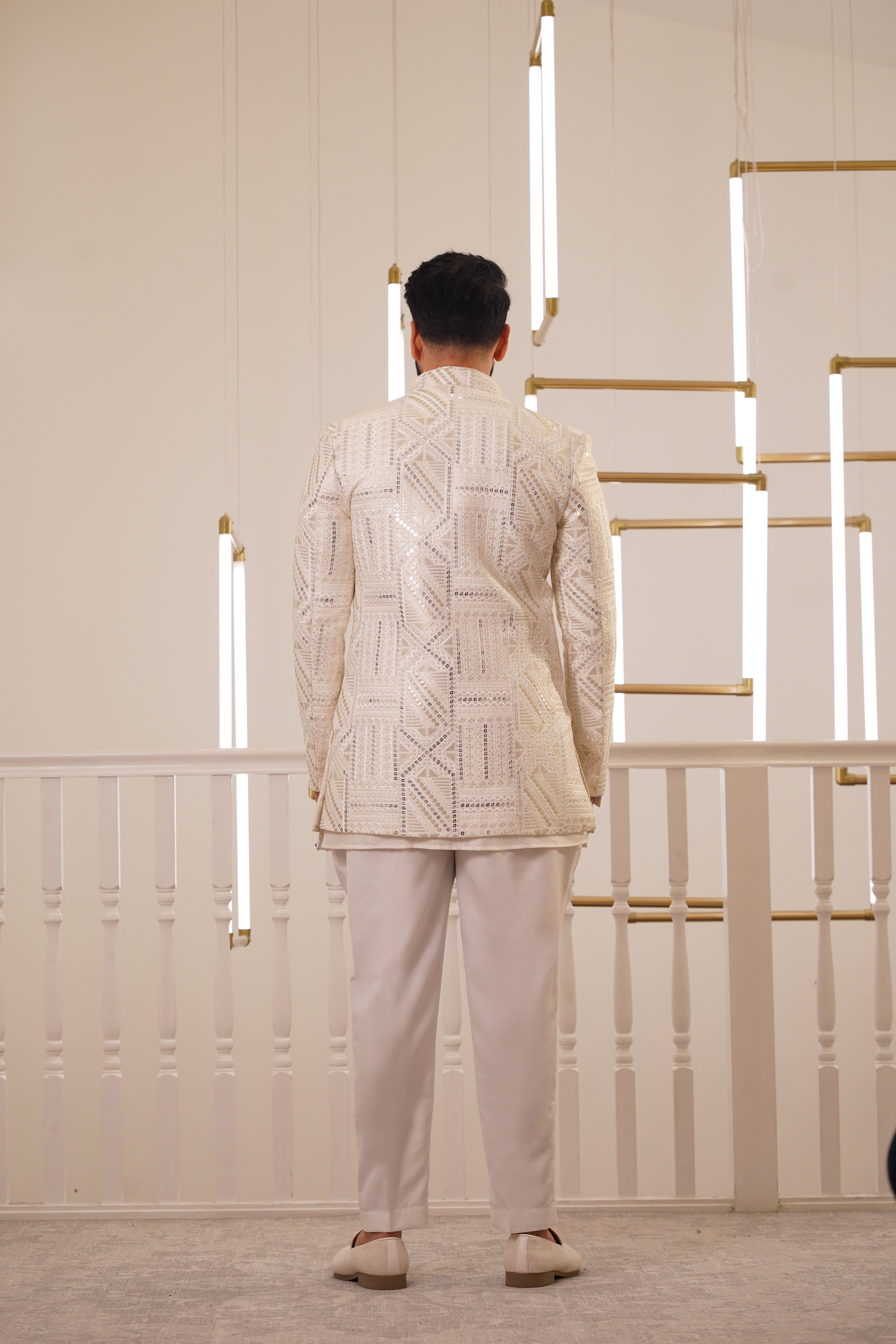 IVORY EMBROIDERY JACKET AND KURTA