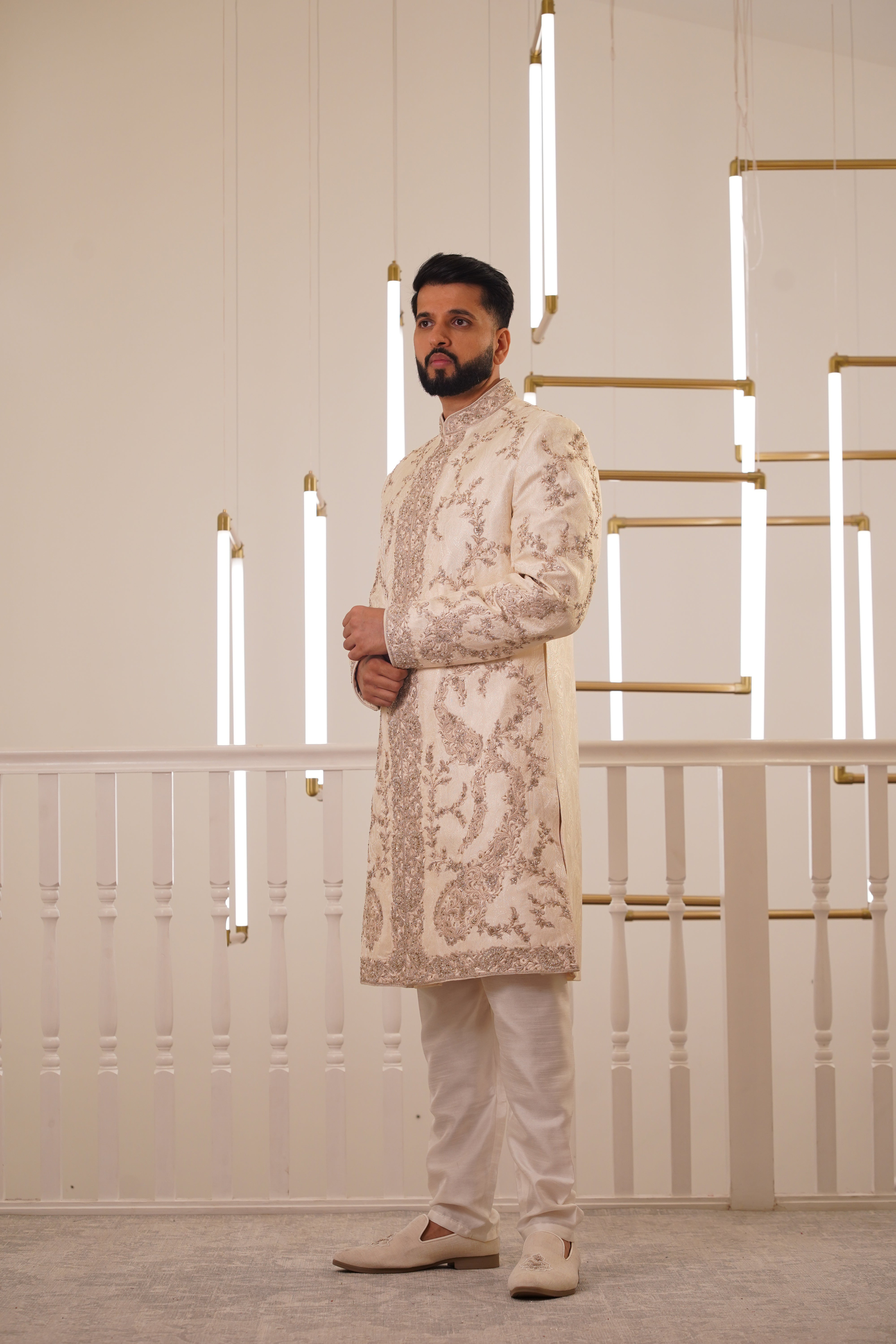 IVORY EMBROIDERY SHERWANI