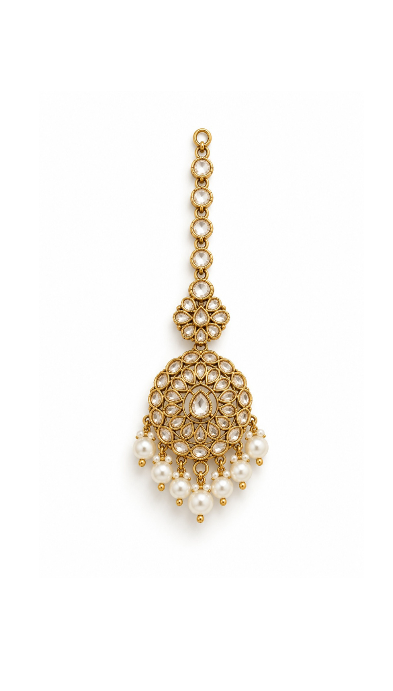 White Kundan Teardrop Necklace Set