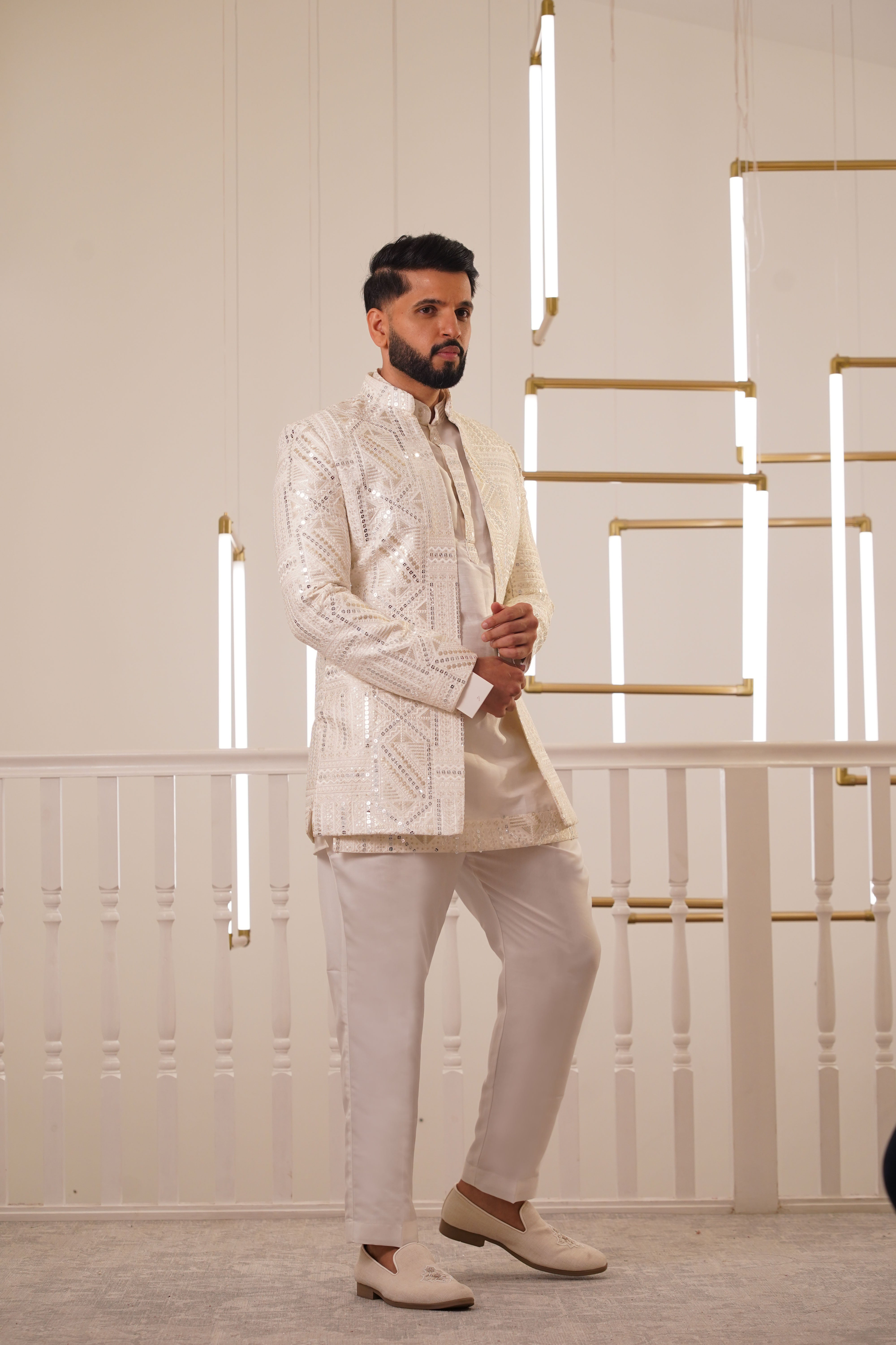 IVORY EMBROIDERY JACKET AND KURTA