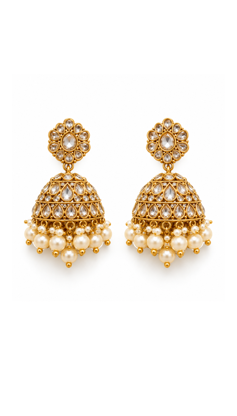 Gold Kundan Teardrop Necklace Set