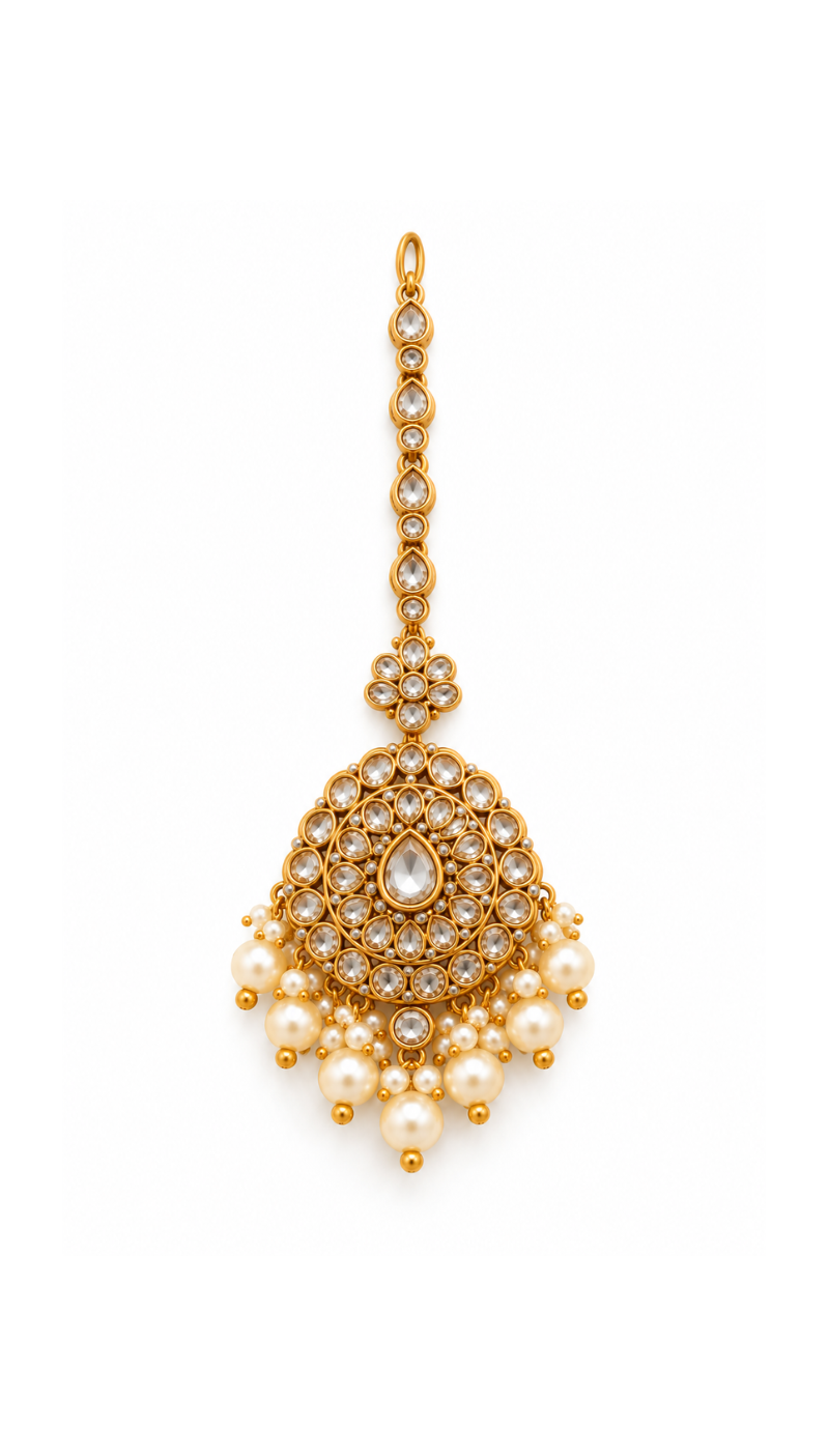 Gold Kundan Teardrop Necklace Set