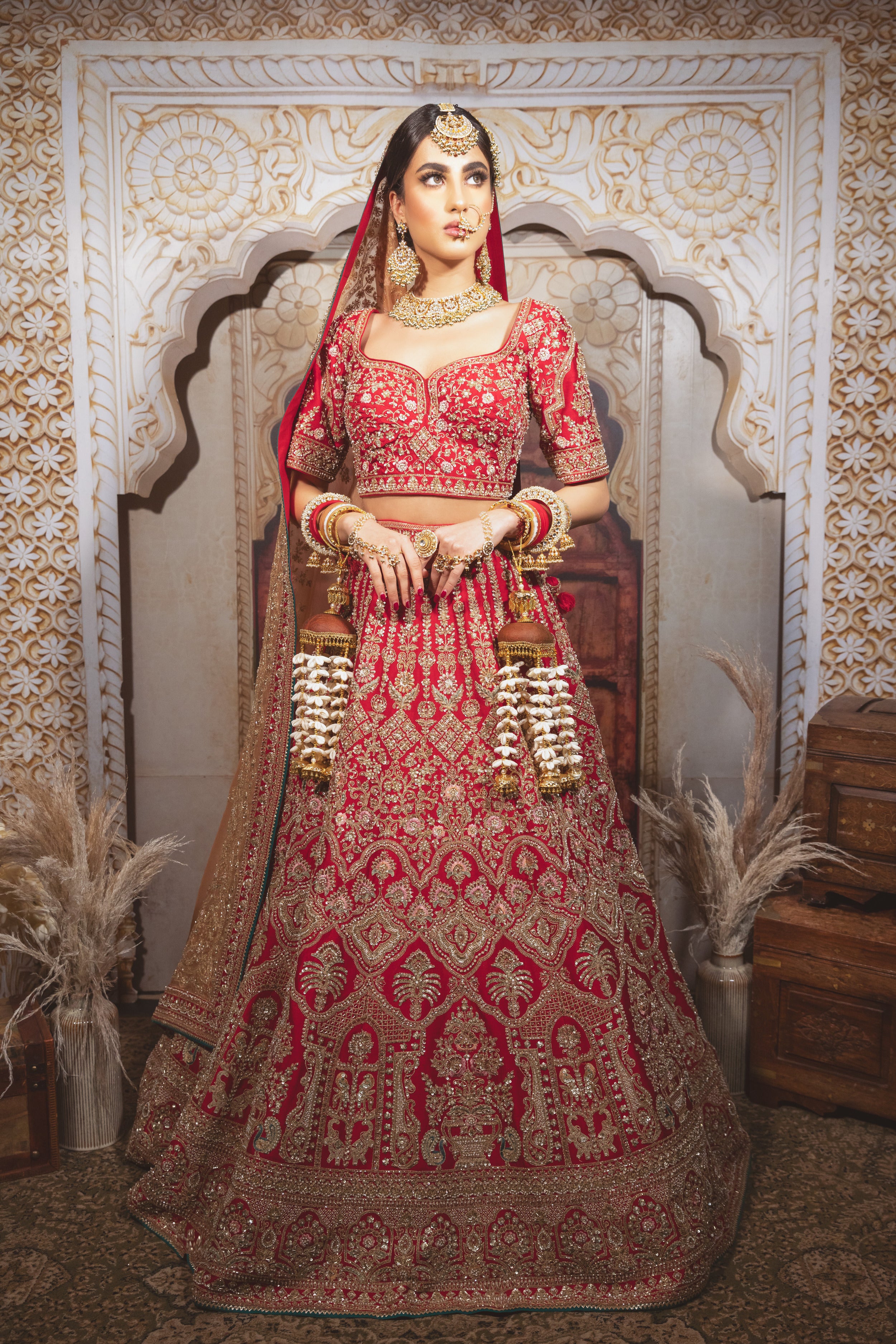 RED BRIDAL SILK LEHENGA