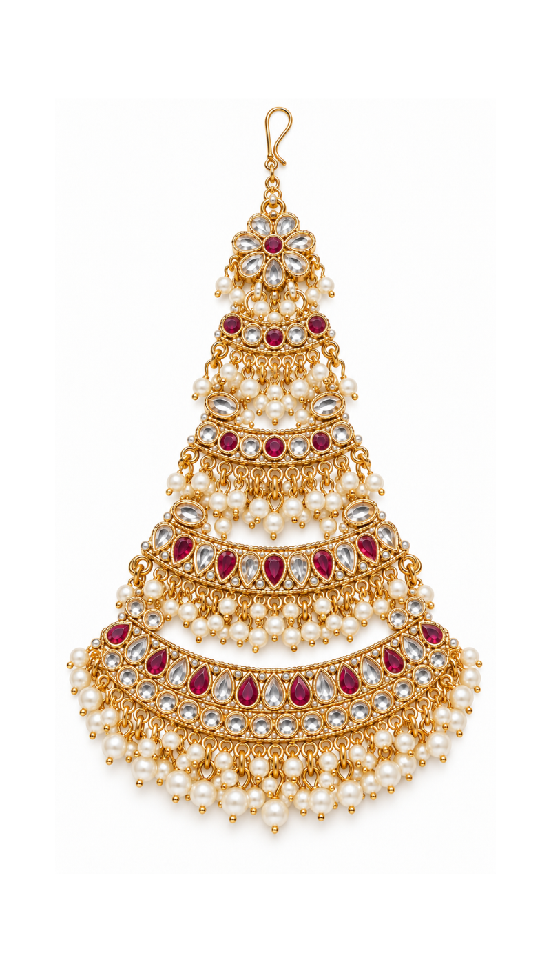 Ruby Kundan Layered Passa