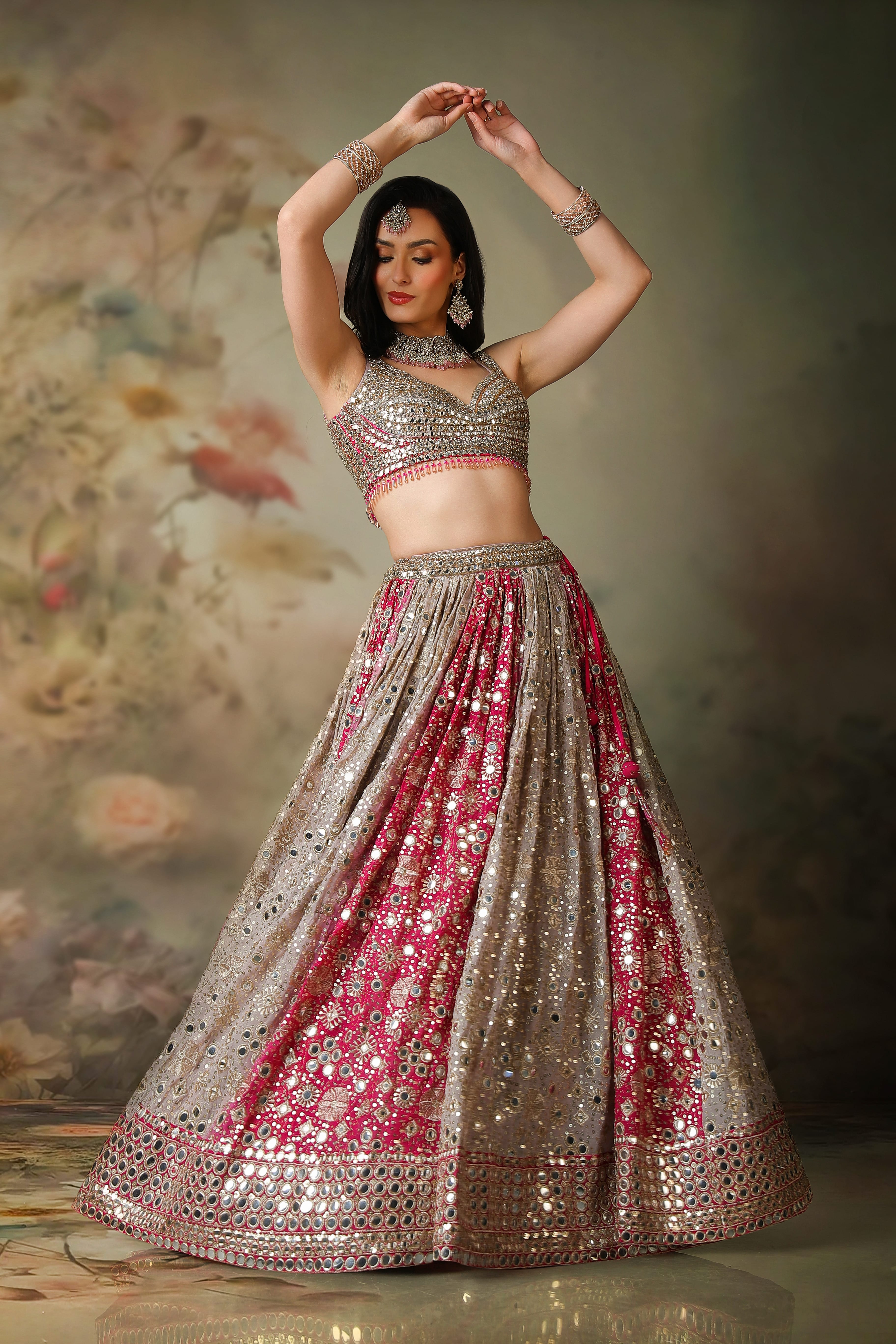 GOLDEN MIRROR TOP WITH OMREY SKIRT