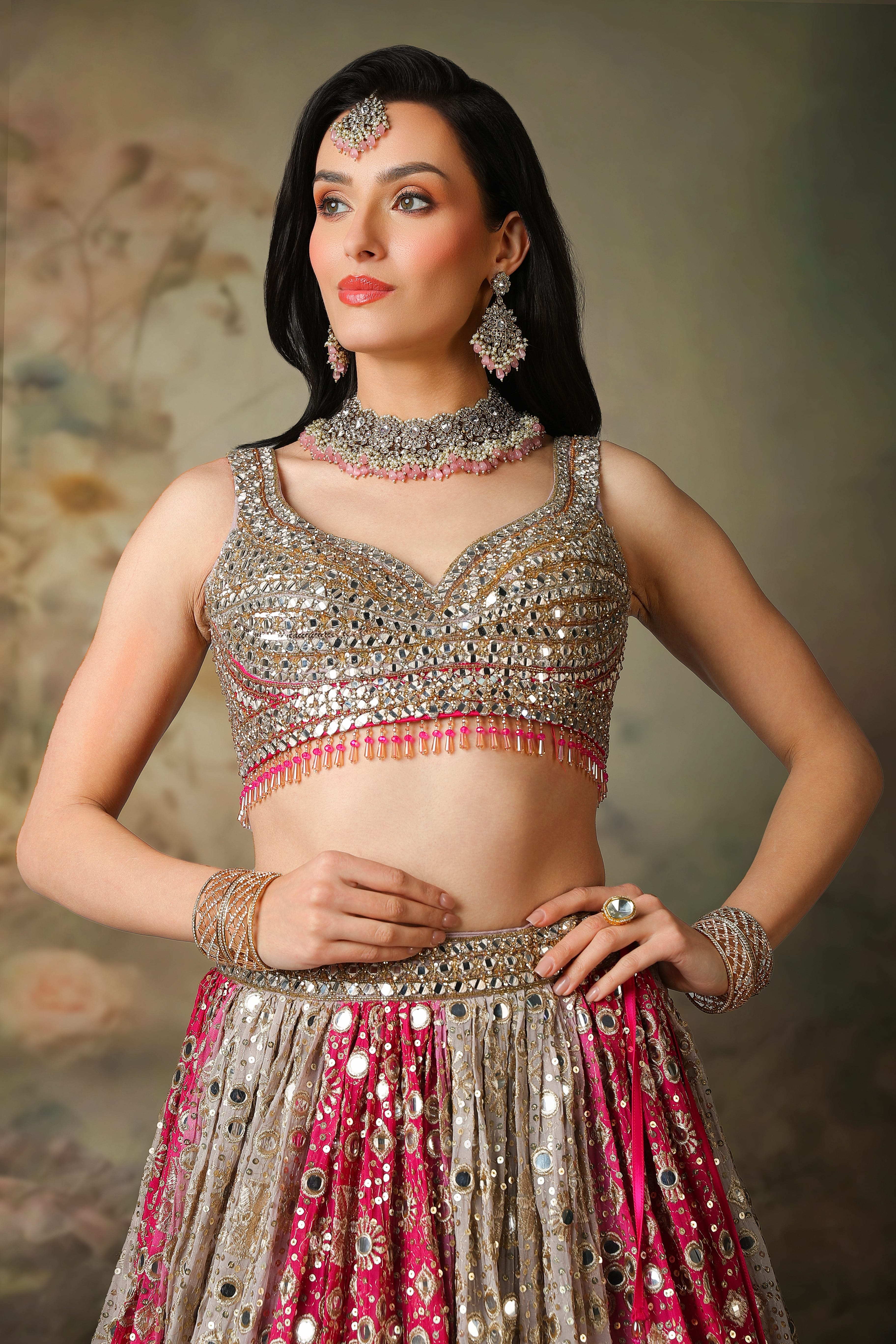 GOLDEN MIRROR TOP WITH OMREY SKIRT