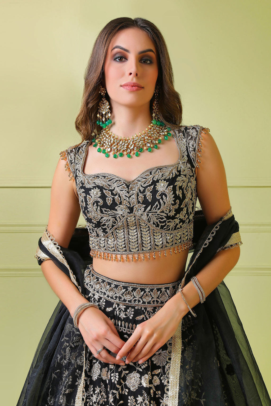 Black embroidered top and embroidered Skirt