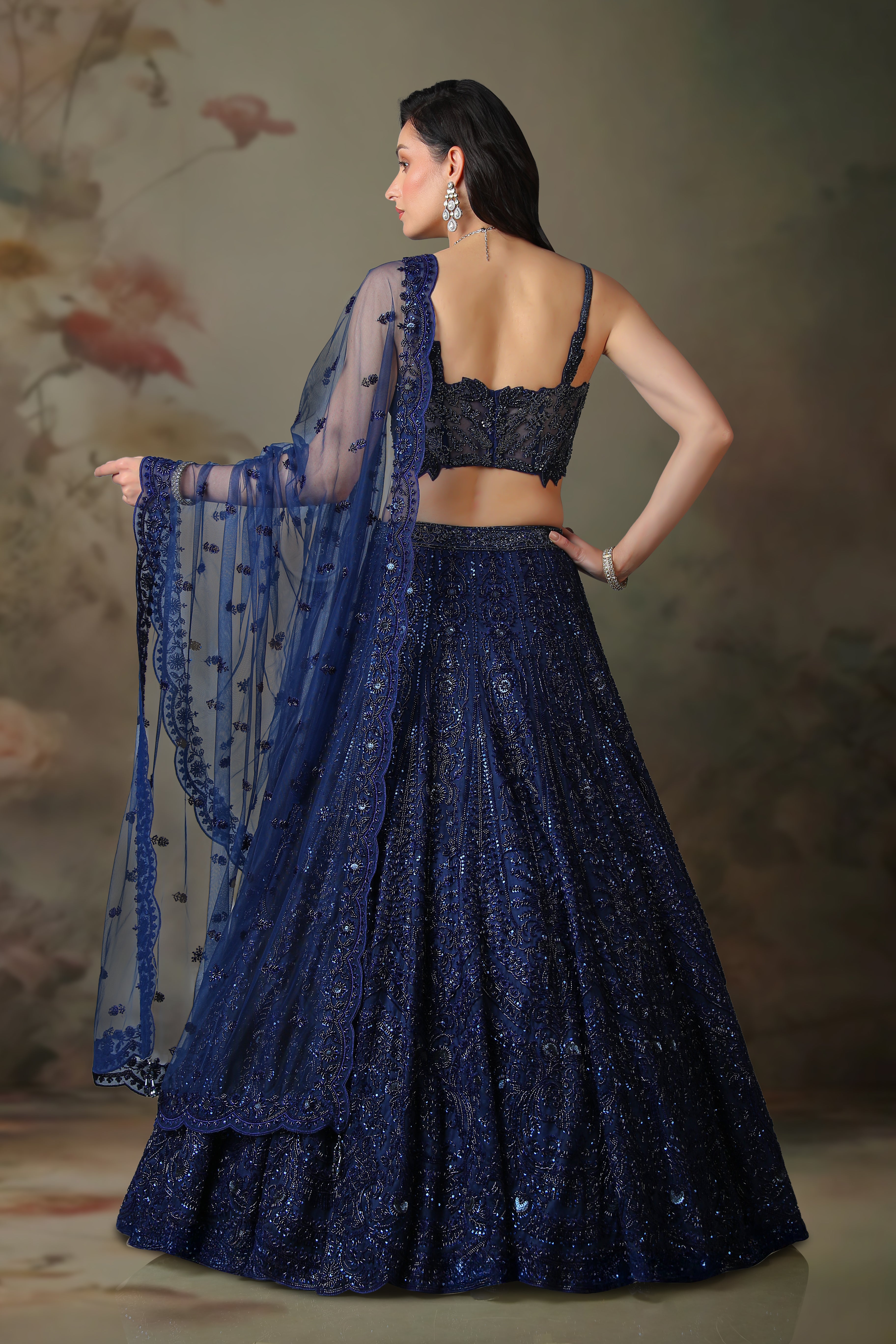 NAVY BLUE TOP EMB KALI SKIRT