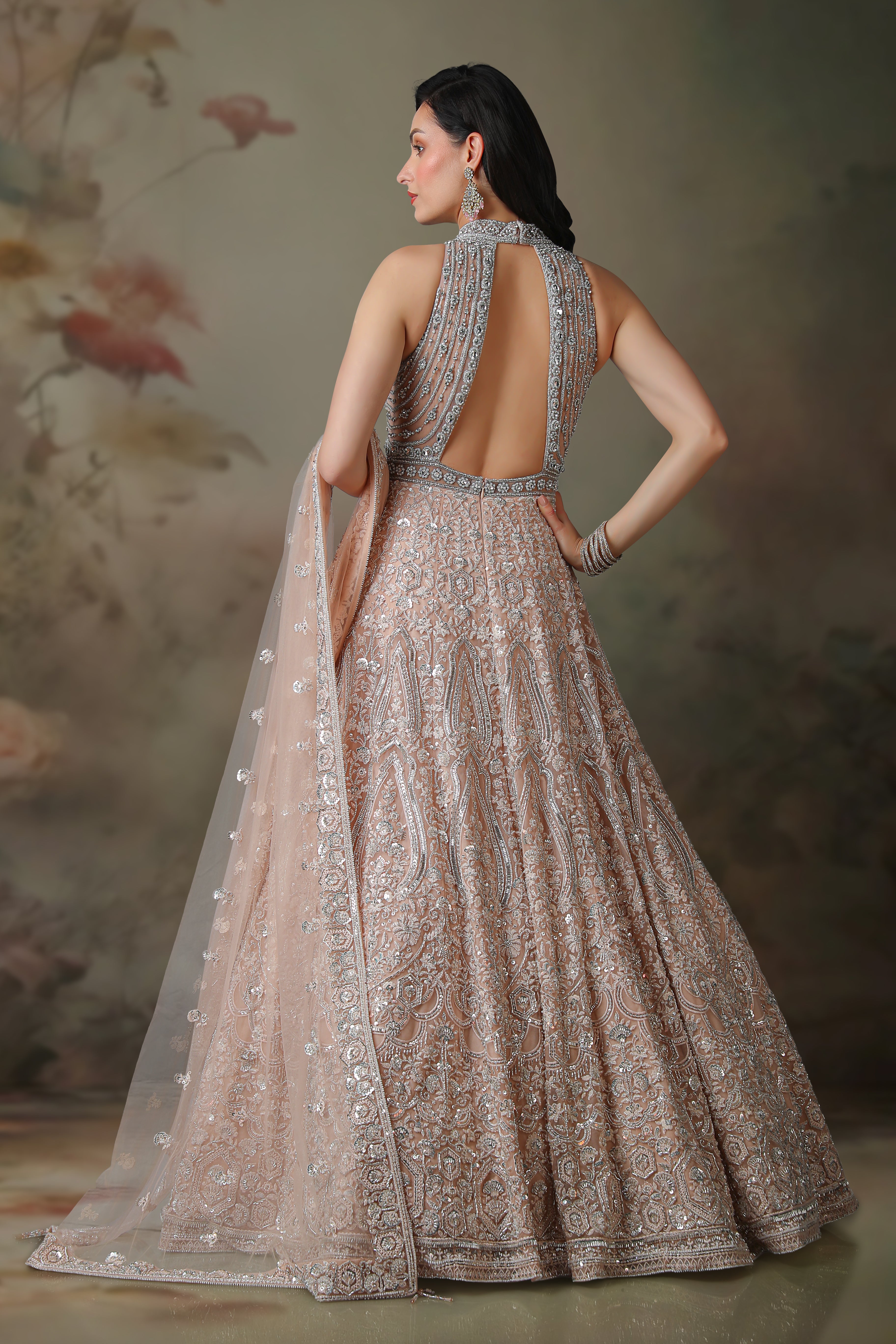 GREY EMB PEACH EMB KALI GOWN