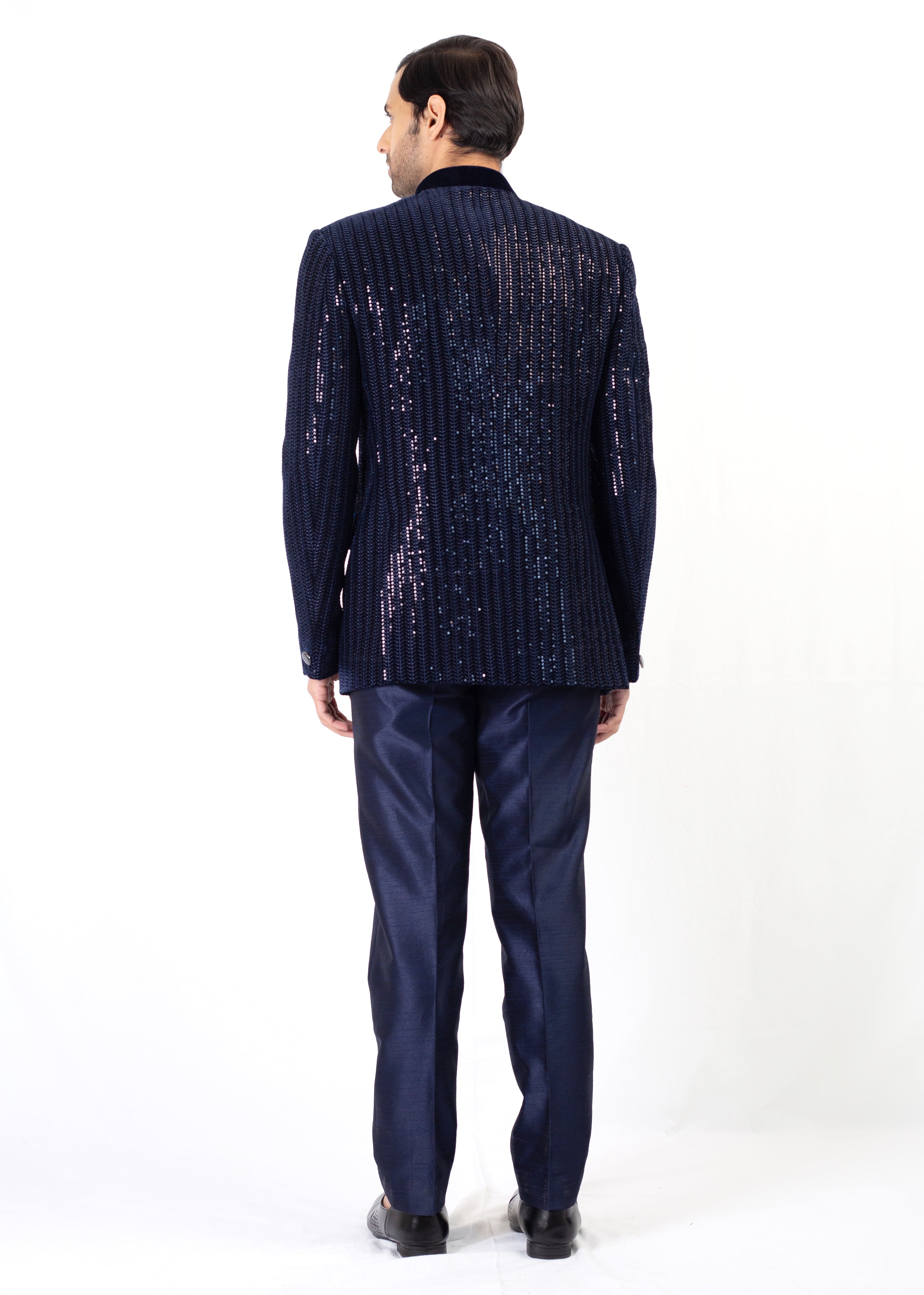 NAVY BLUE SEQUENCE EMBROIDERY BLAZER WITH TROUSER (Copy)