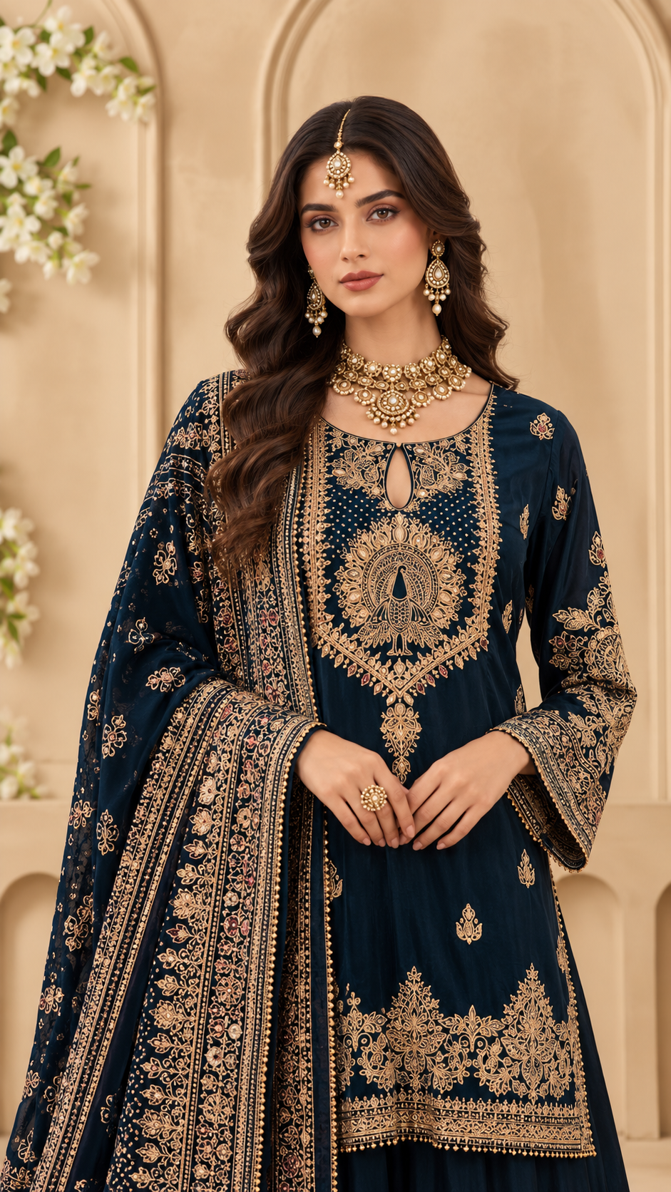 Black Embroidered Sharara Set