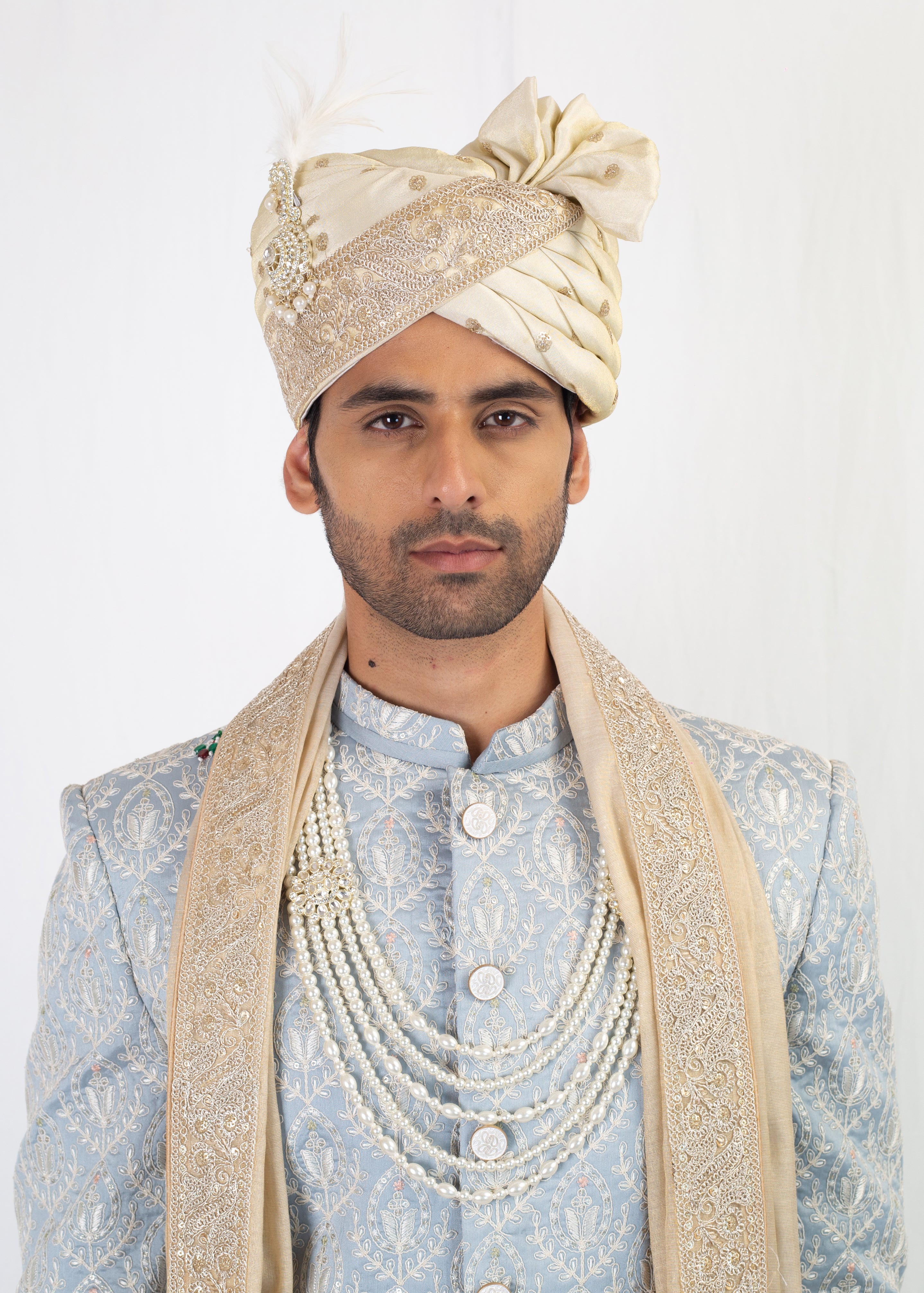 BABY BLUE ELEGANT SHERWANI WITH TROUSER