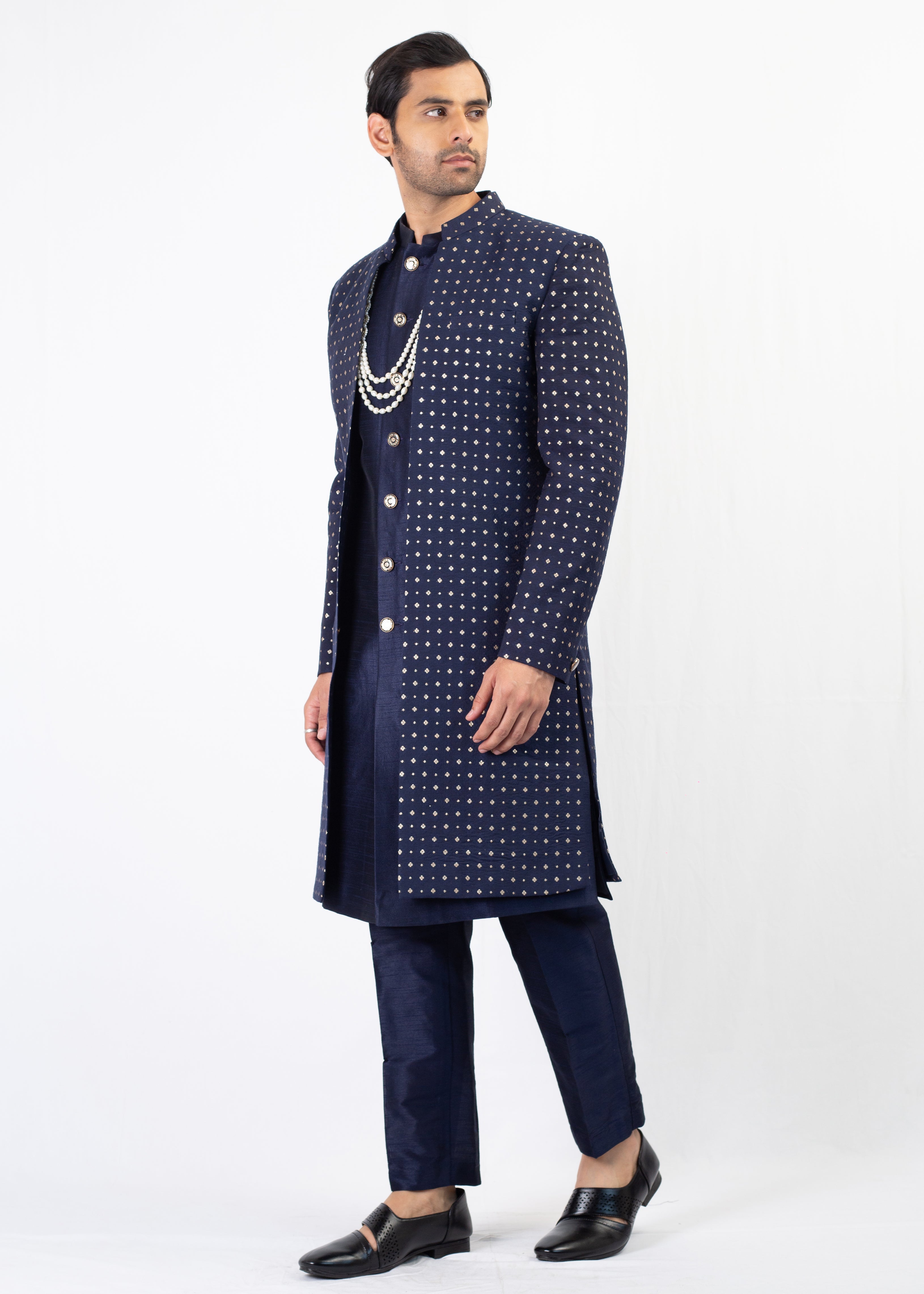 BLUE ELEGANT SHERWANI AND KURTA WITH TROUSER