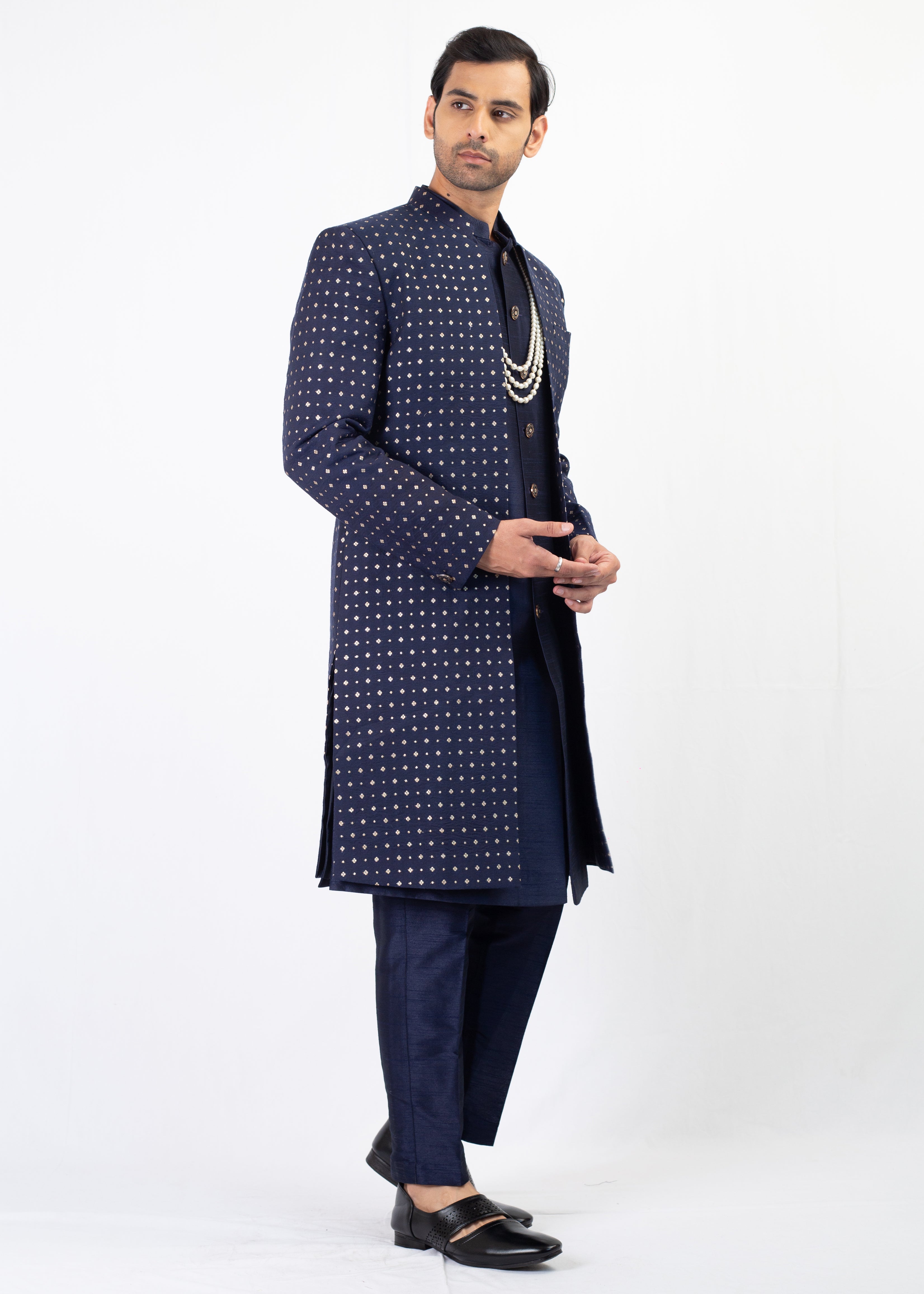 BLUE ELEGANT SHERWANI AND KURTA WITH TROUSER