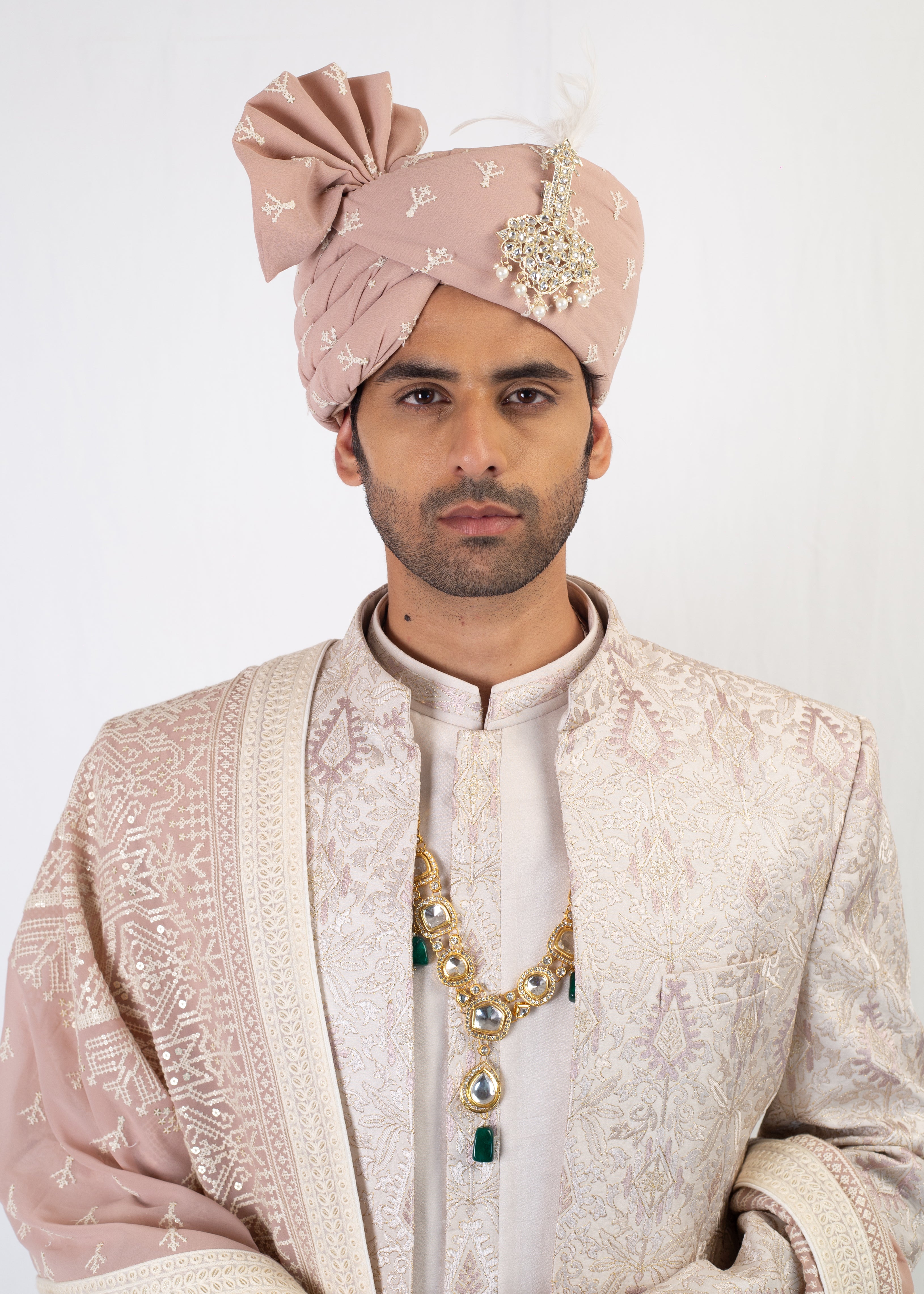 CREAM ELEGANT SHERWANI AND KURTA WITH TROUSER