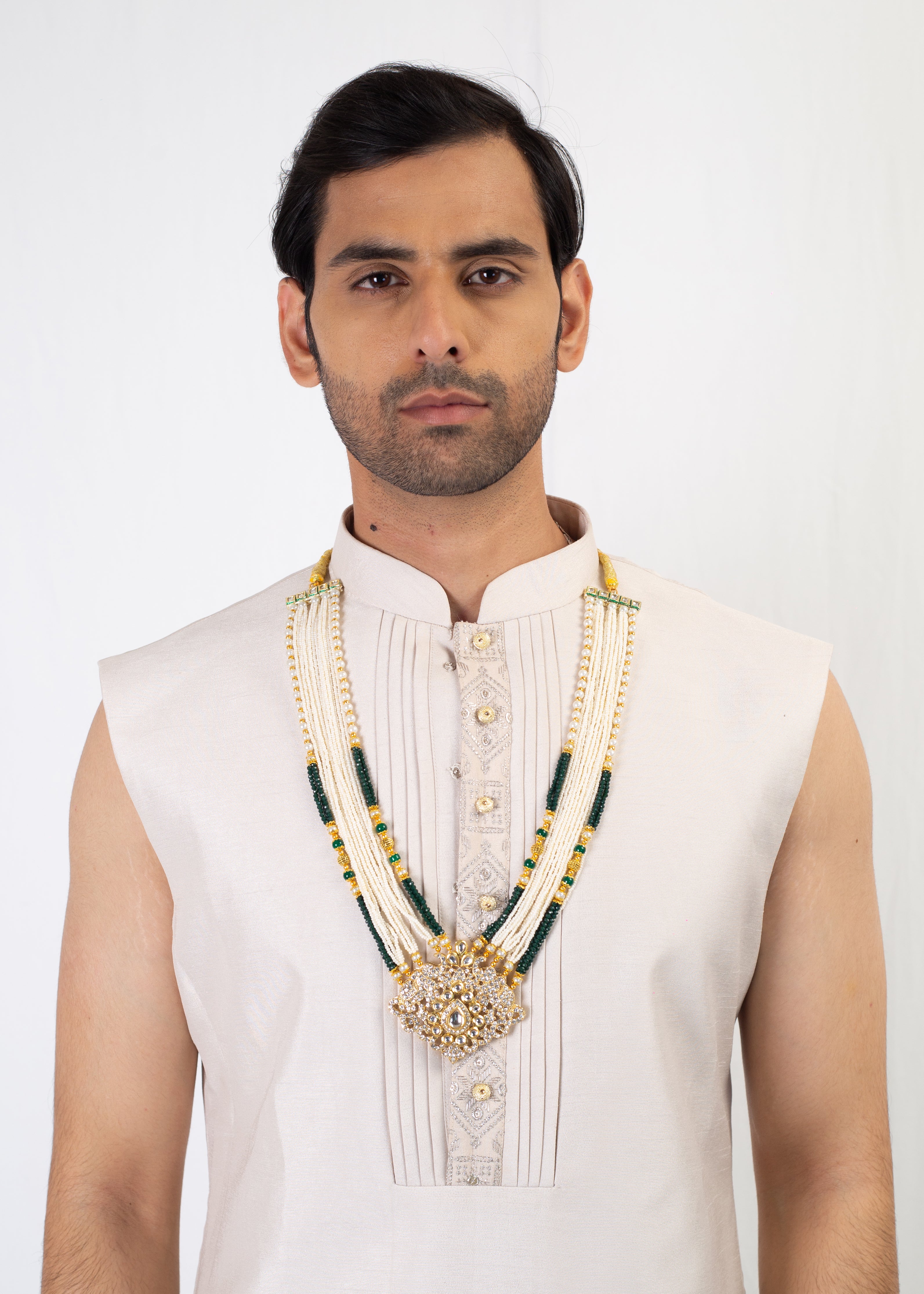 LIGHT GOLD EMBROIDERY SHERWANI & KURTA WITH TROUSER