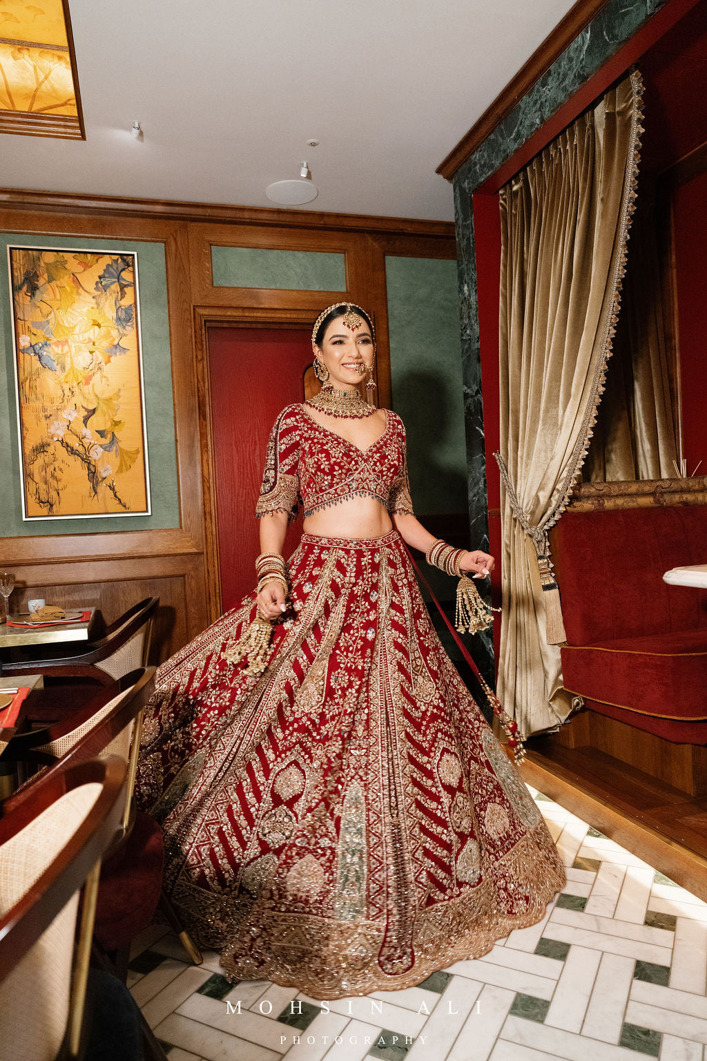 Red velvet Bridal Lehenga