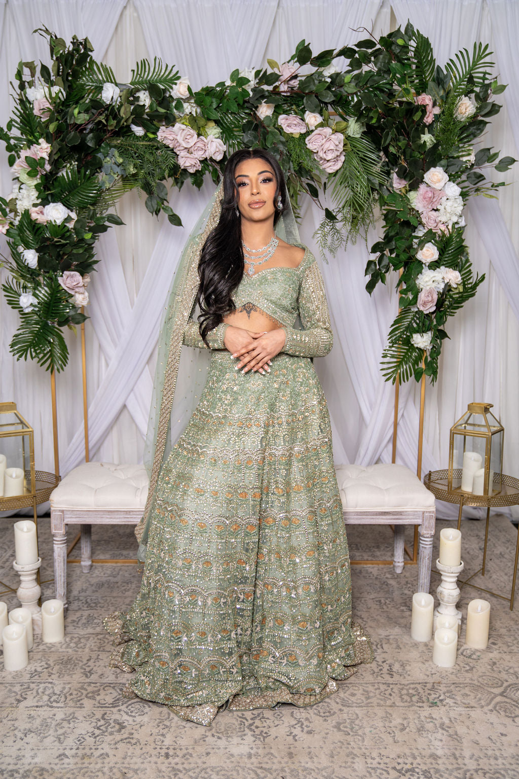 Mint Green Embroidered Lehenga