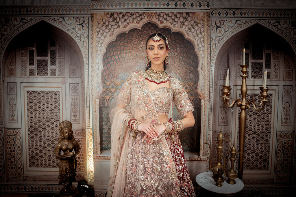 Red Velvet Lehenga with Elegant Scraf