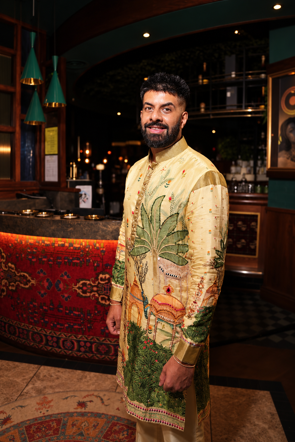 Lime Rajasthani Embroidered Kurta