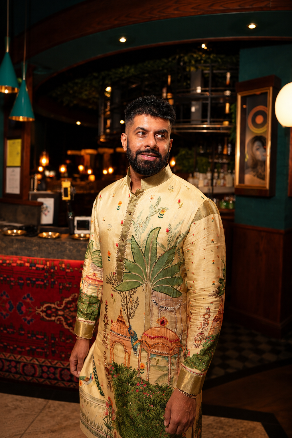 Lime Rajasthani Embroidered Kurta