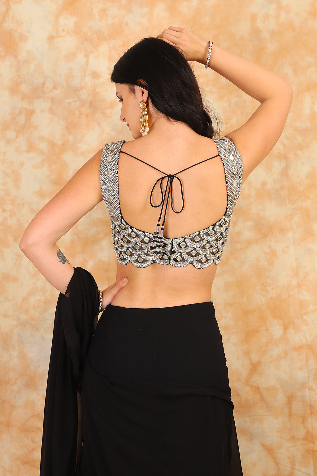 embroidered blouse with georgette Saree