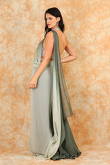 embroidered blouse with georgette Saree.